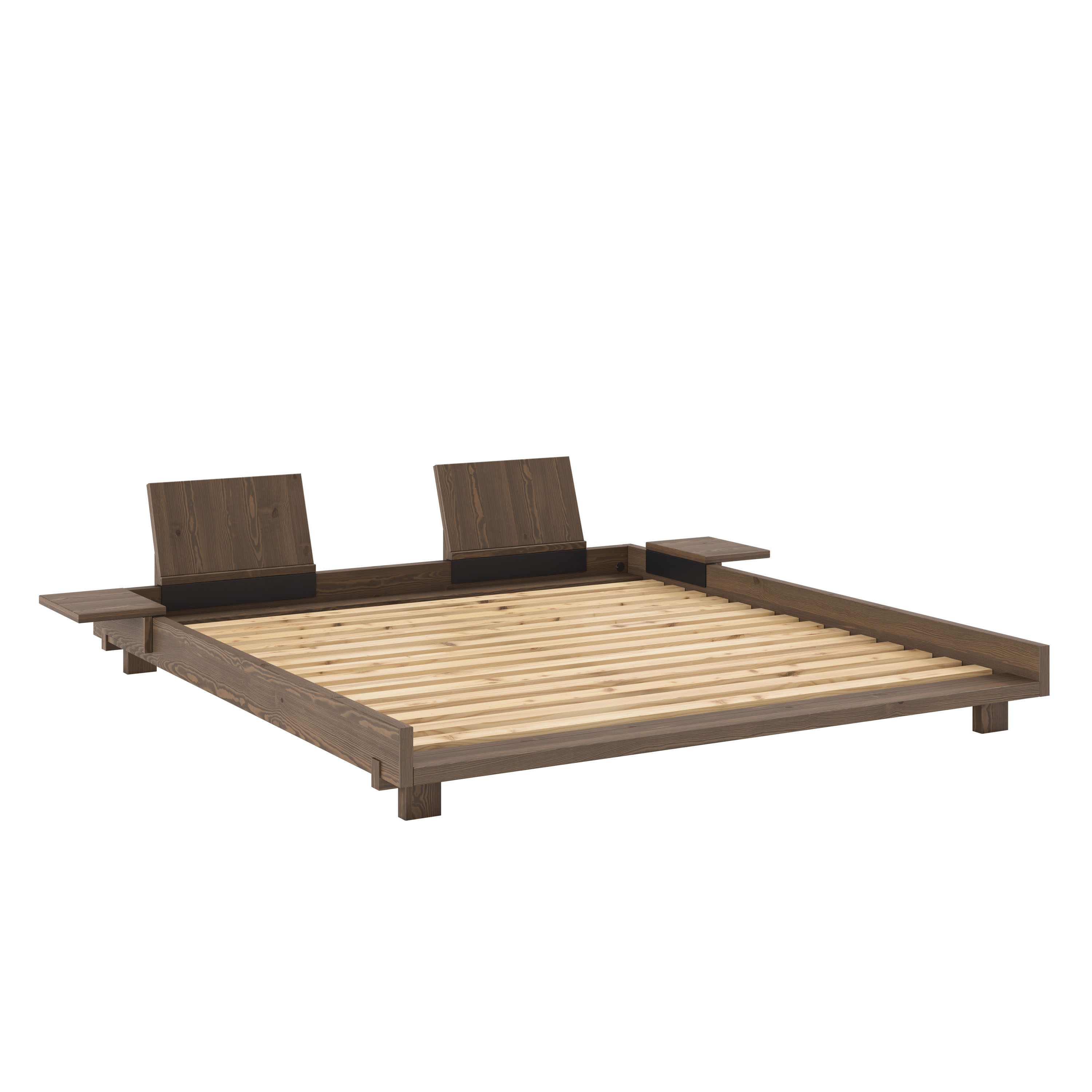 Karup Design - Social Sängynrunko Carob Brown 180 cm sisältäen 2 selkänojaa/sivupöytää - Furu - Sängynrungot