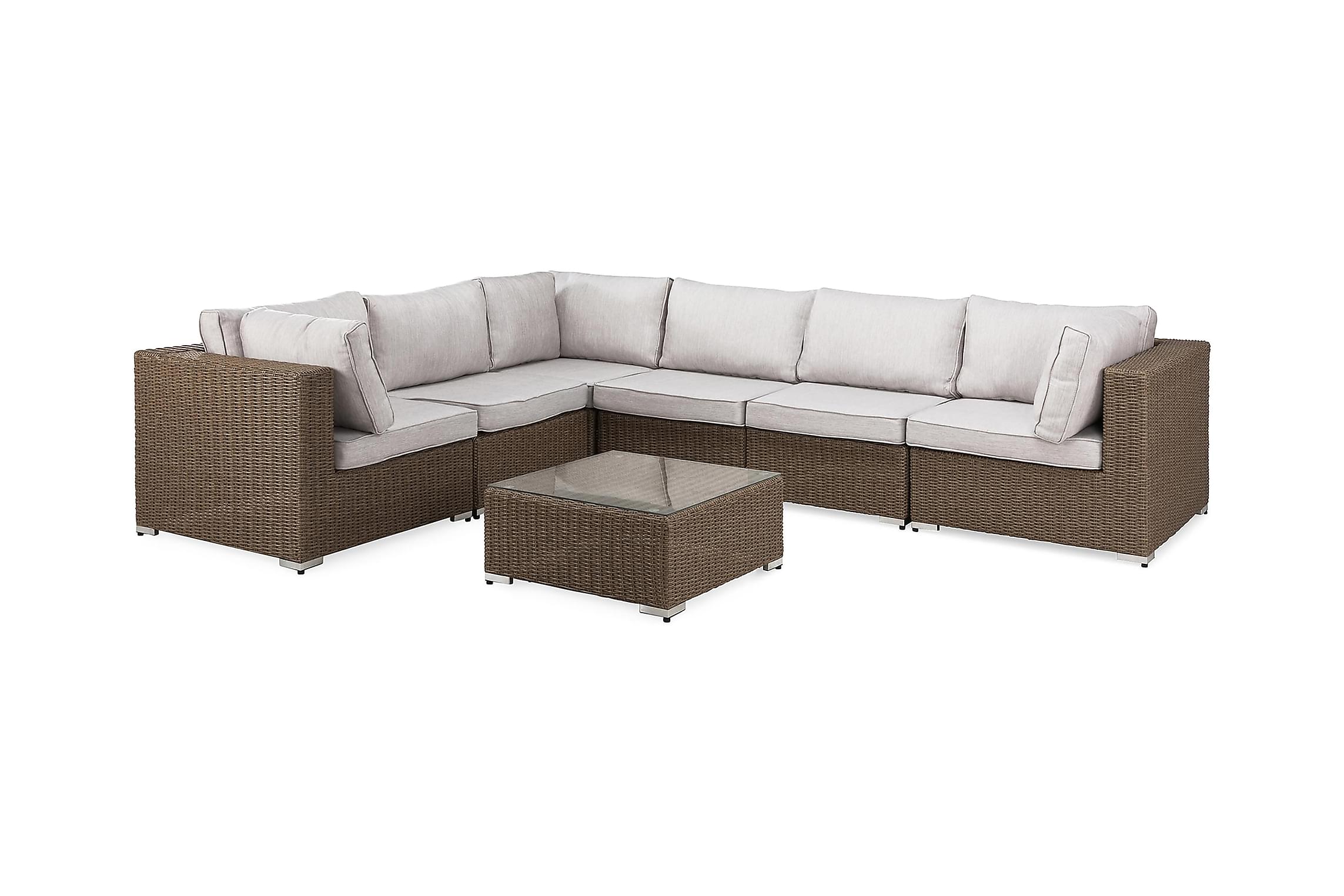 Nordic Outdoor - Lillian 6-seter Loungesofa Brun/Lysegrå - Loungegrupper