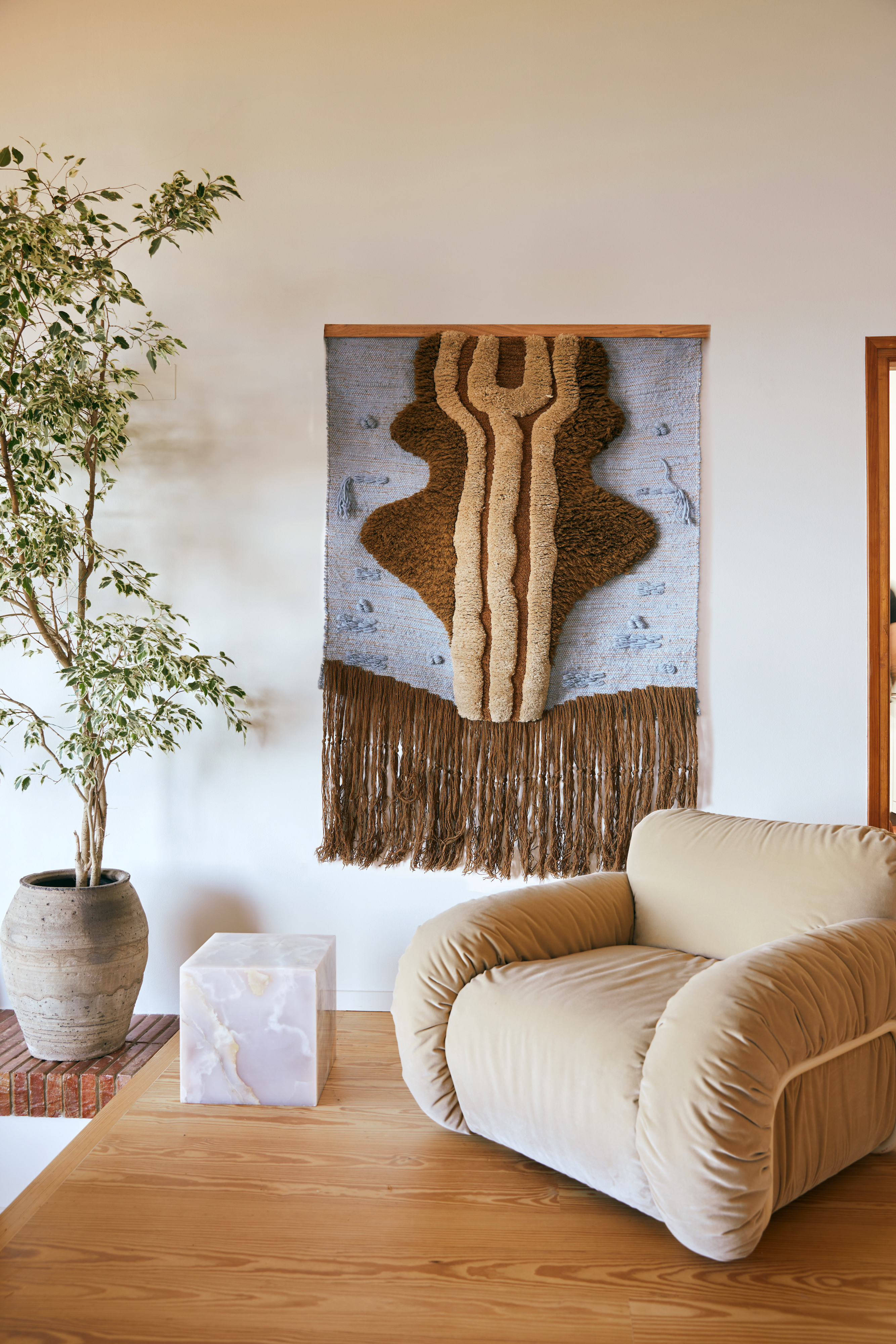 HKliving Block Sidobord Pink Onyx 35x35