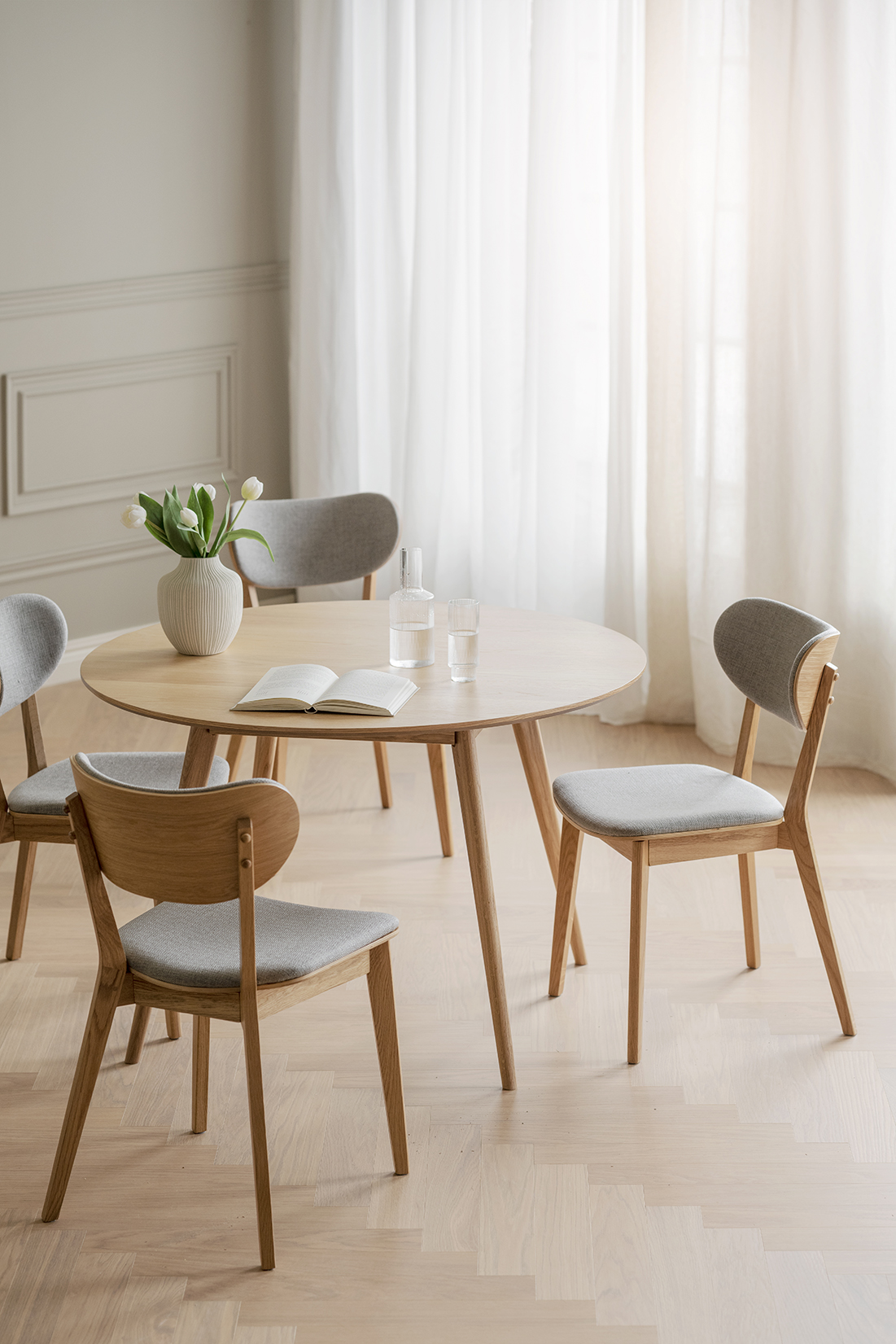 Rowico Home Kato Esszimmerstuhl Eiche/Hellgrau