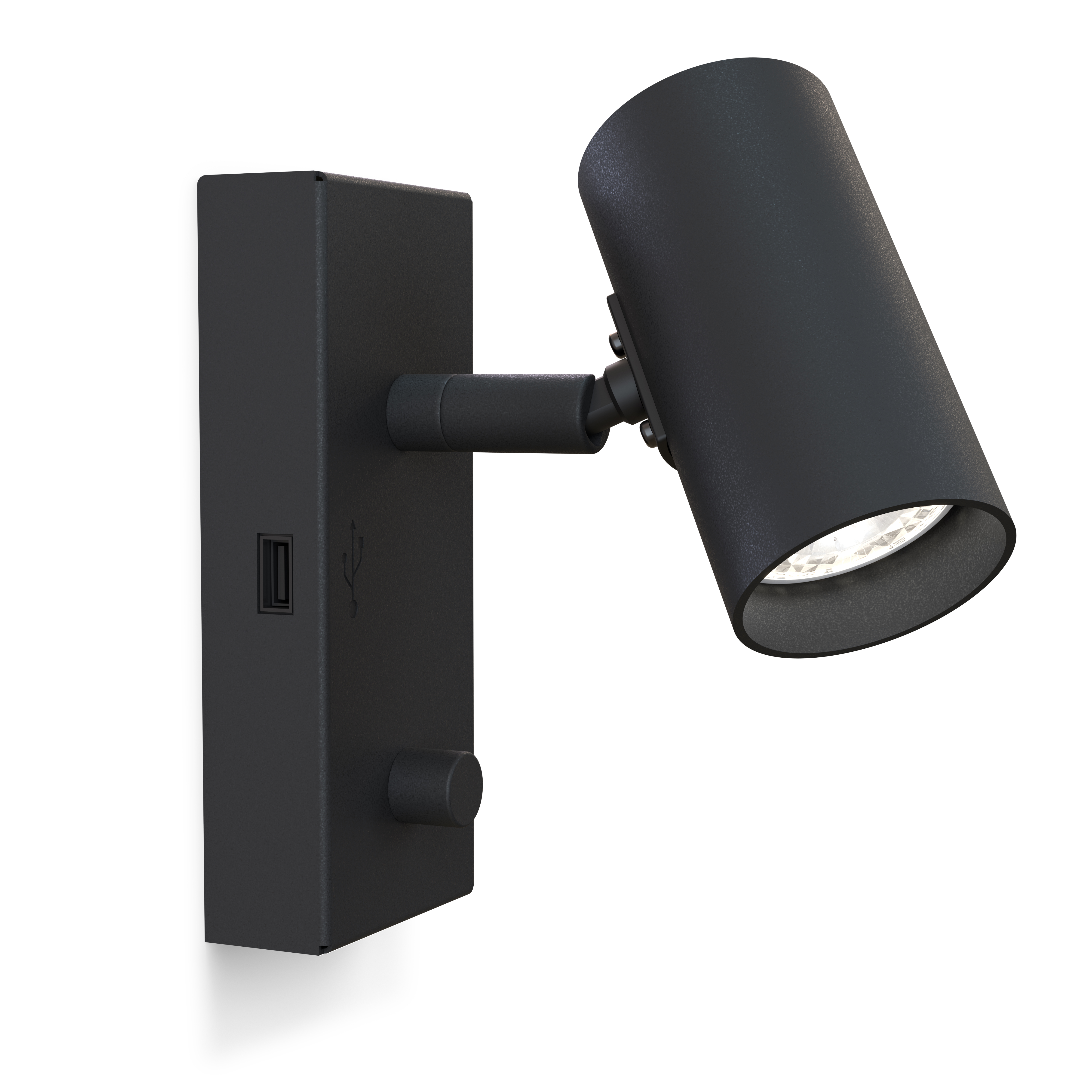 Belid - Tyson Vägglampa USB Vänster Svartstruktur