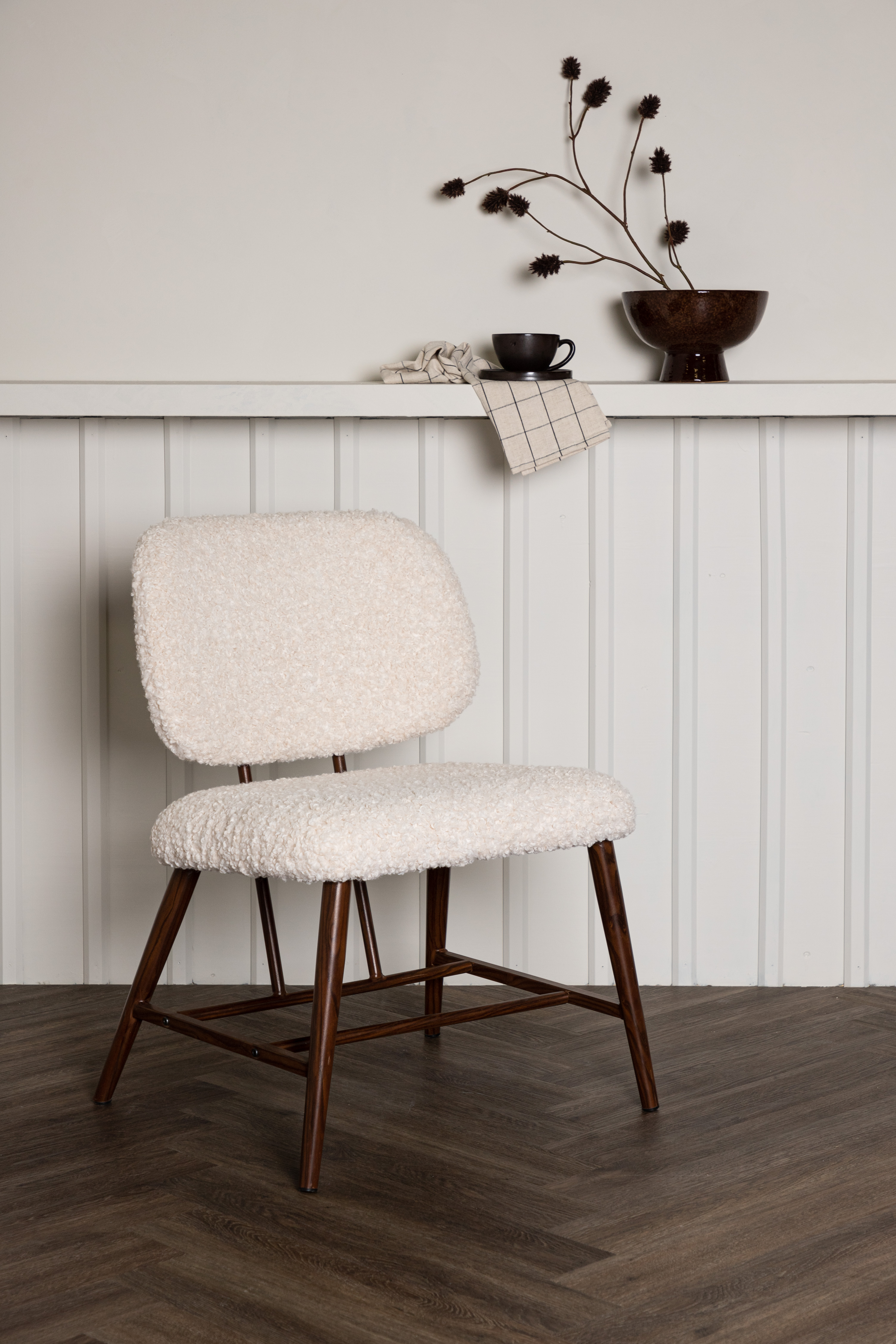 Venture Home Midland Loungestol Vit Teddy/Valnöt
