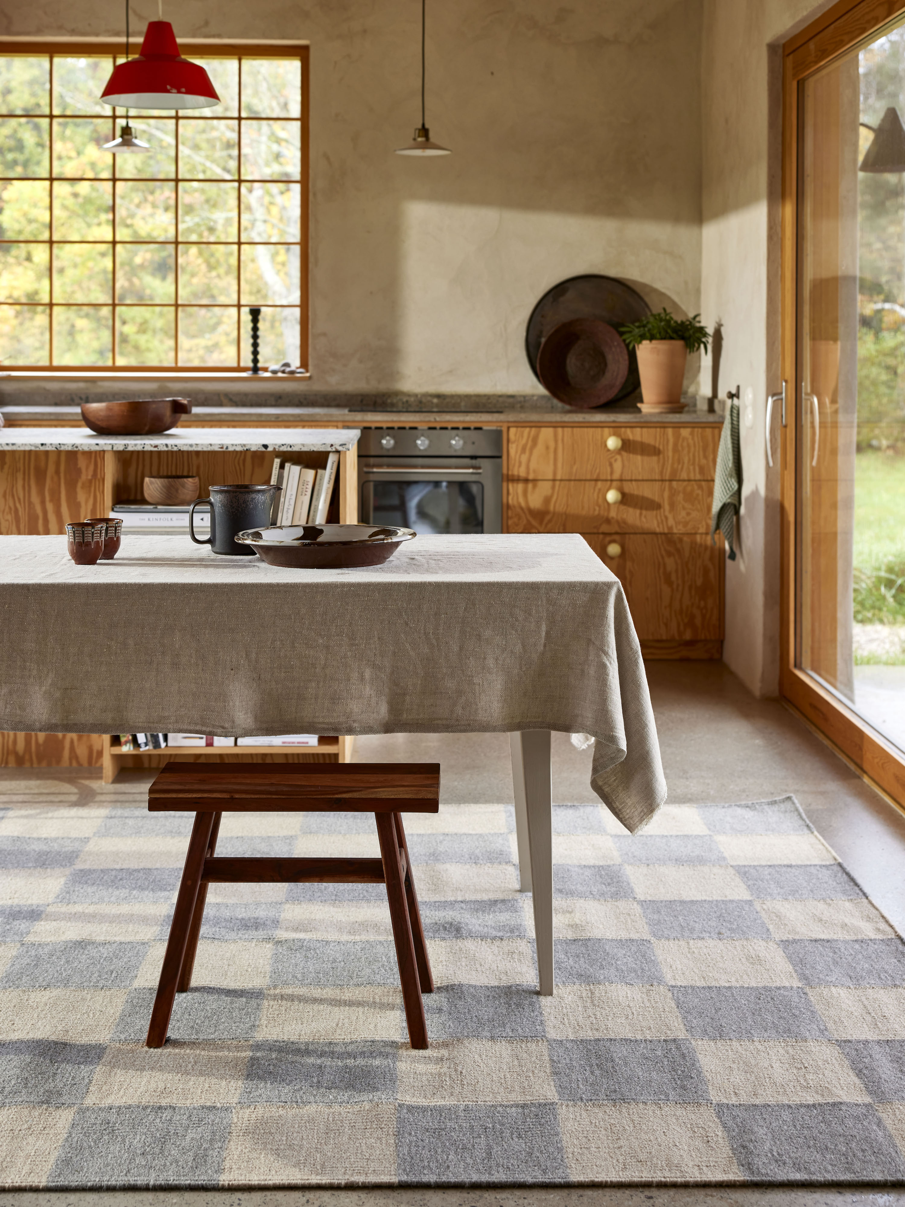 Classic Collection Squares Wollteppich Grau/Natur 250x350