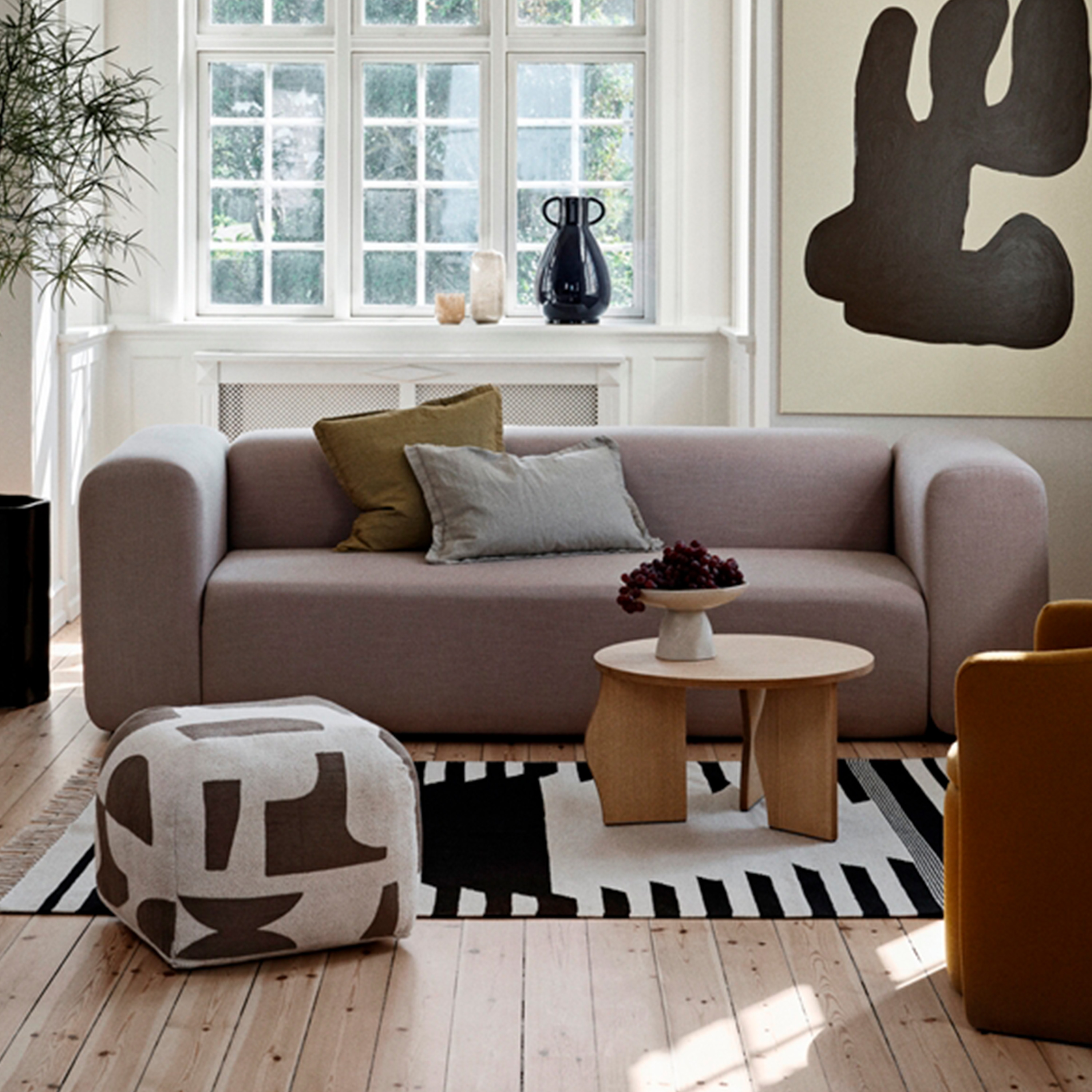 Broste Copenhagen Mundo Sittpuff Kangaroo Brown/Light Beige