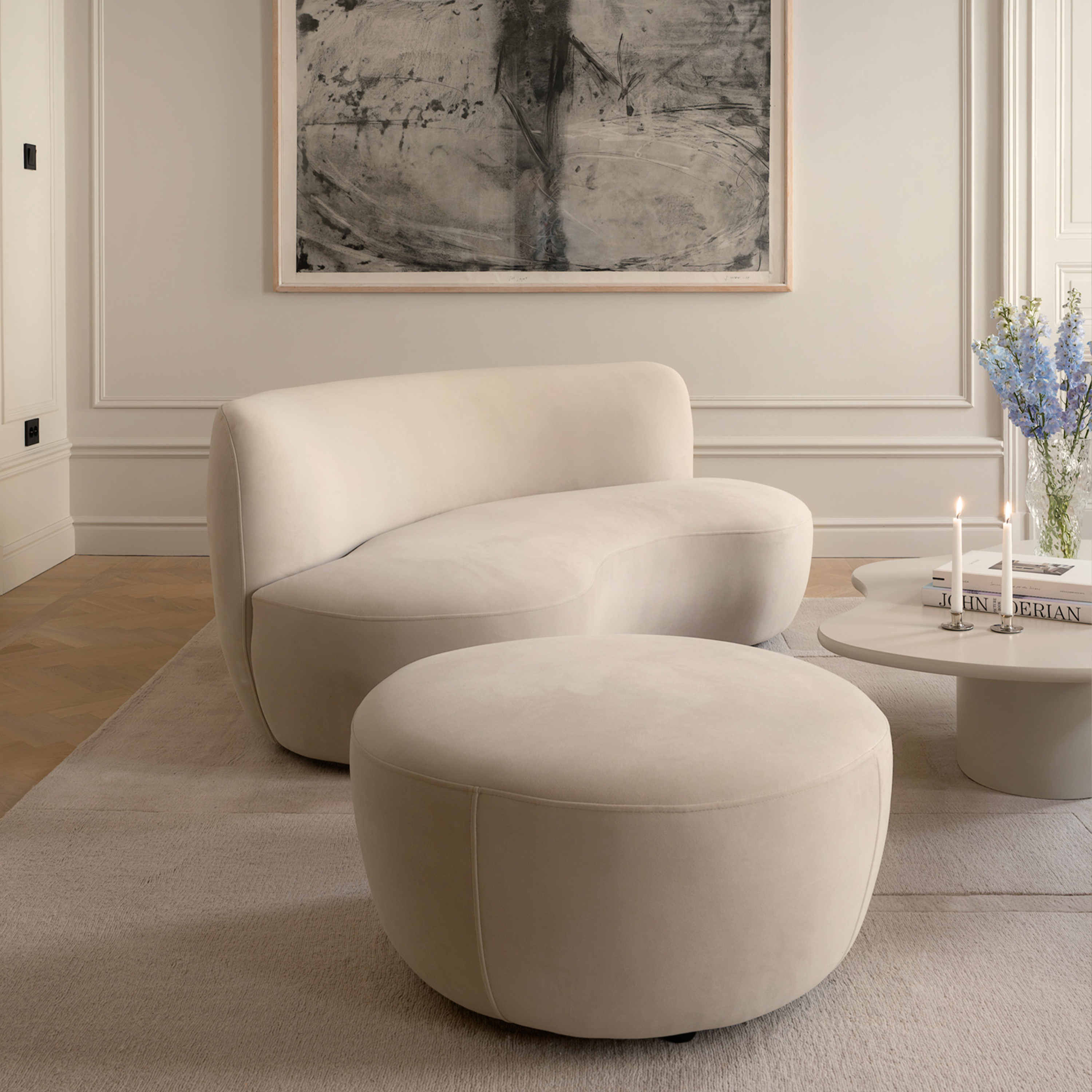 Sleepo Collection Moon Sittpuff Velvet Greige 80cm