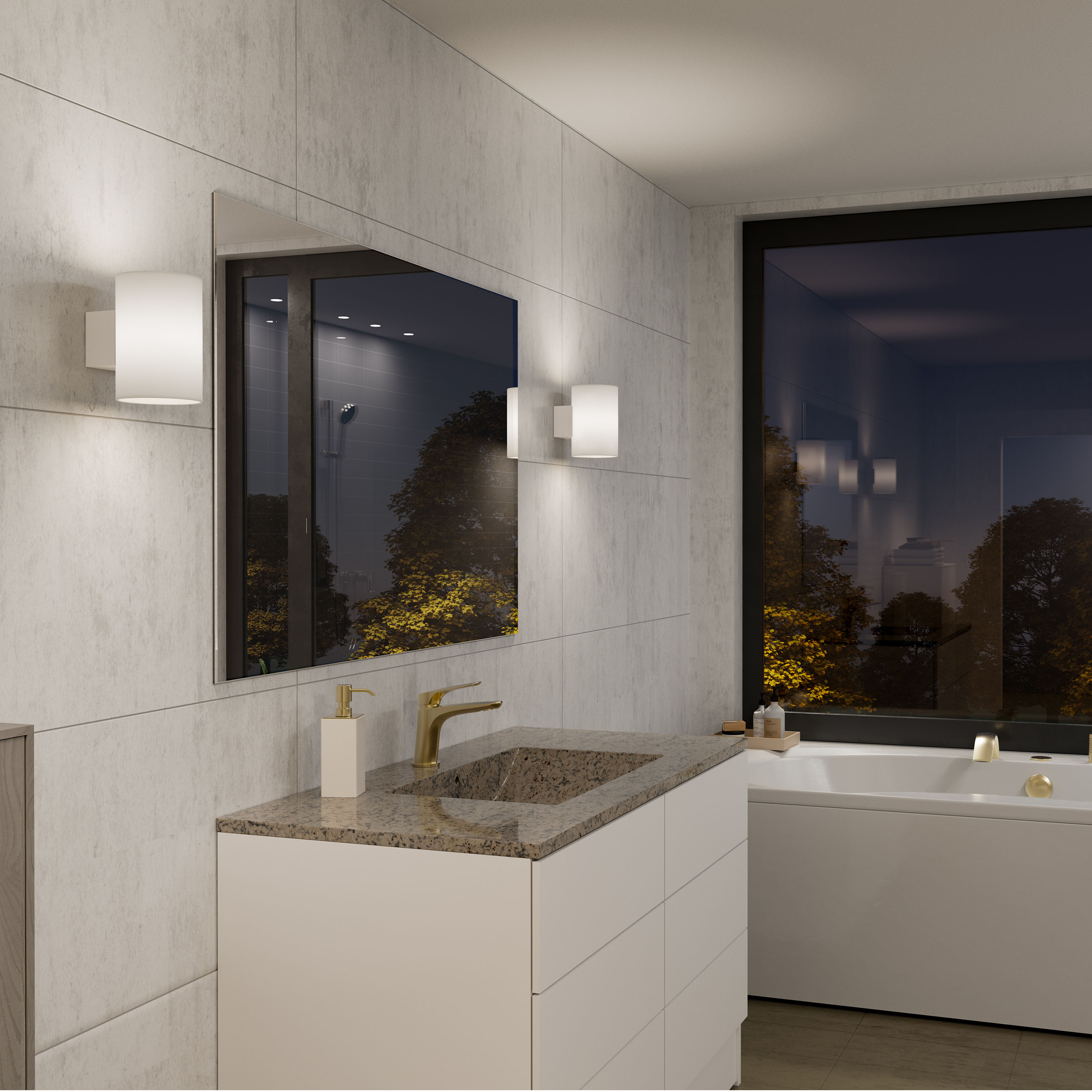 Herstal Evoke Seinävalaisin Valkoinen/Opaalilasi Large