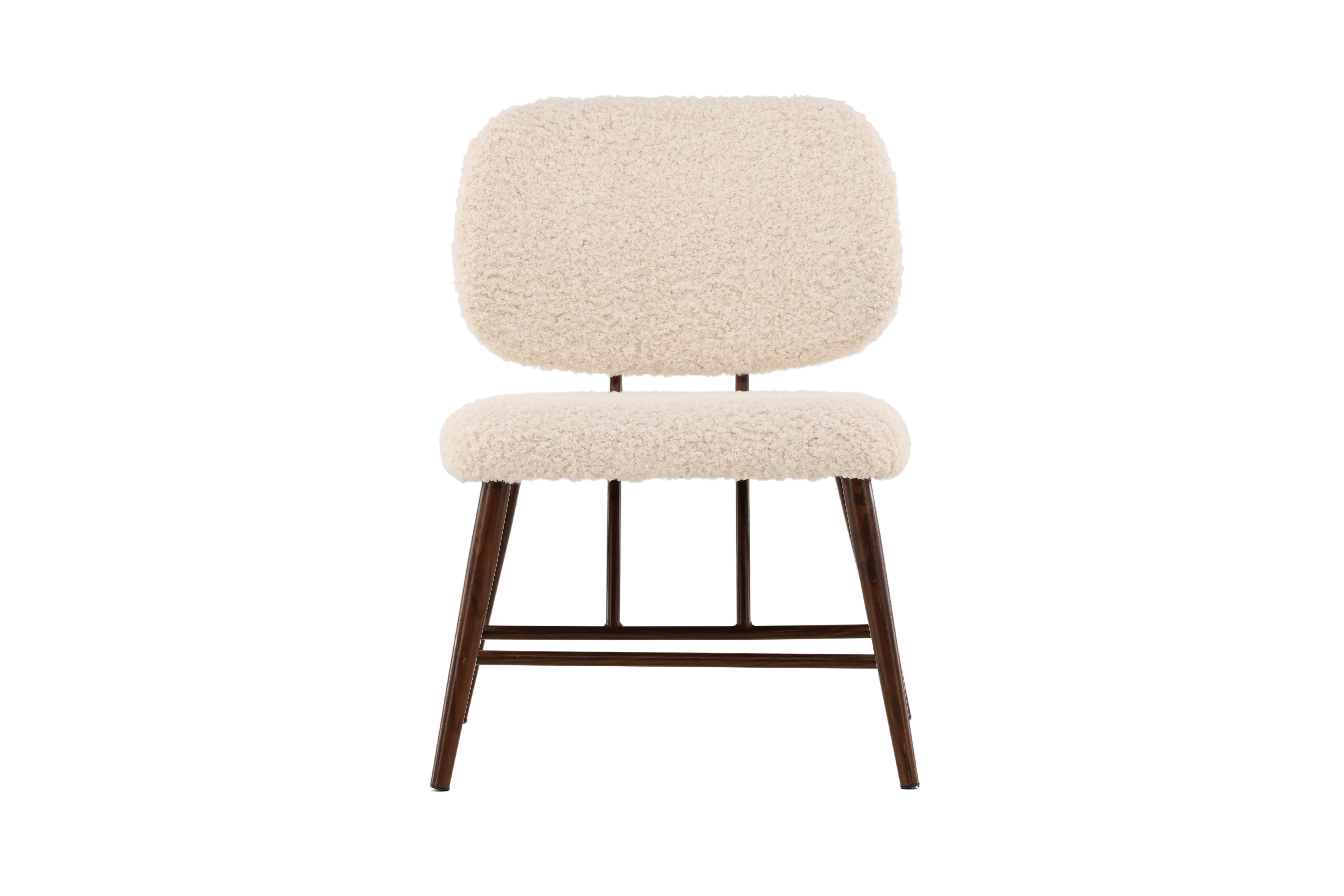 Midland Loungestol Vit Teddy/Valnöt