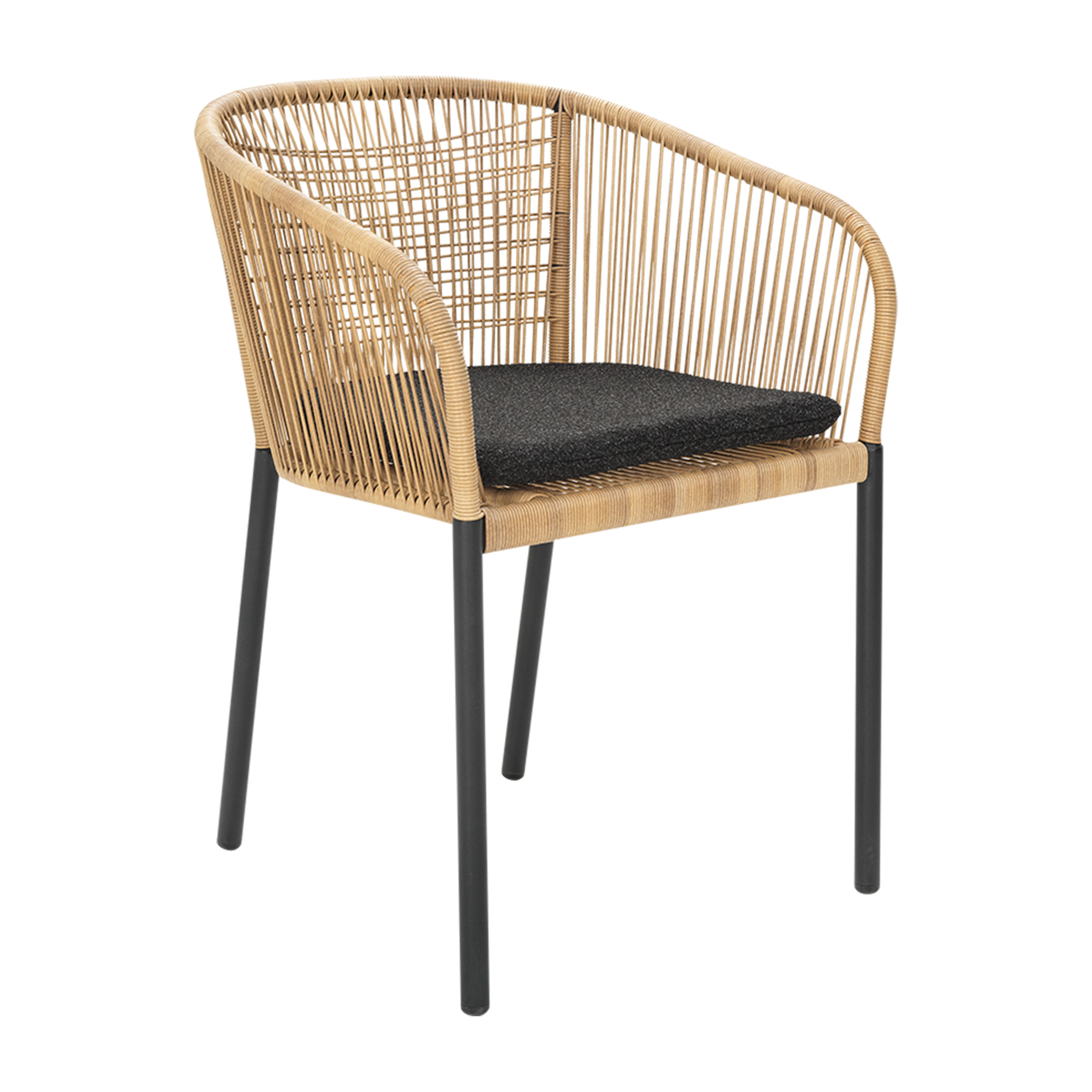 Brafab Delta Karmstol Anthracite/Natural Wicker/Teddy Black