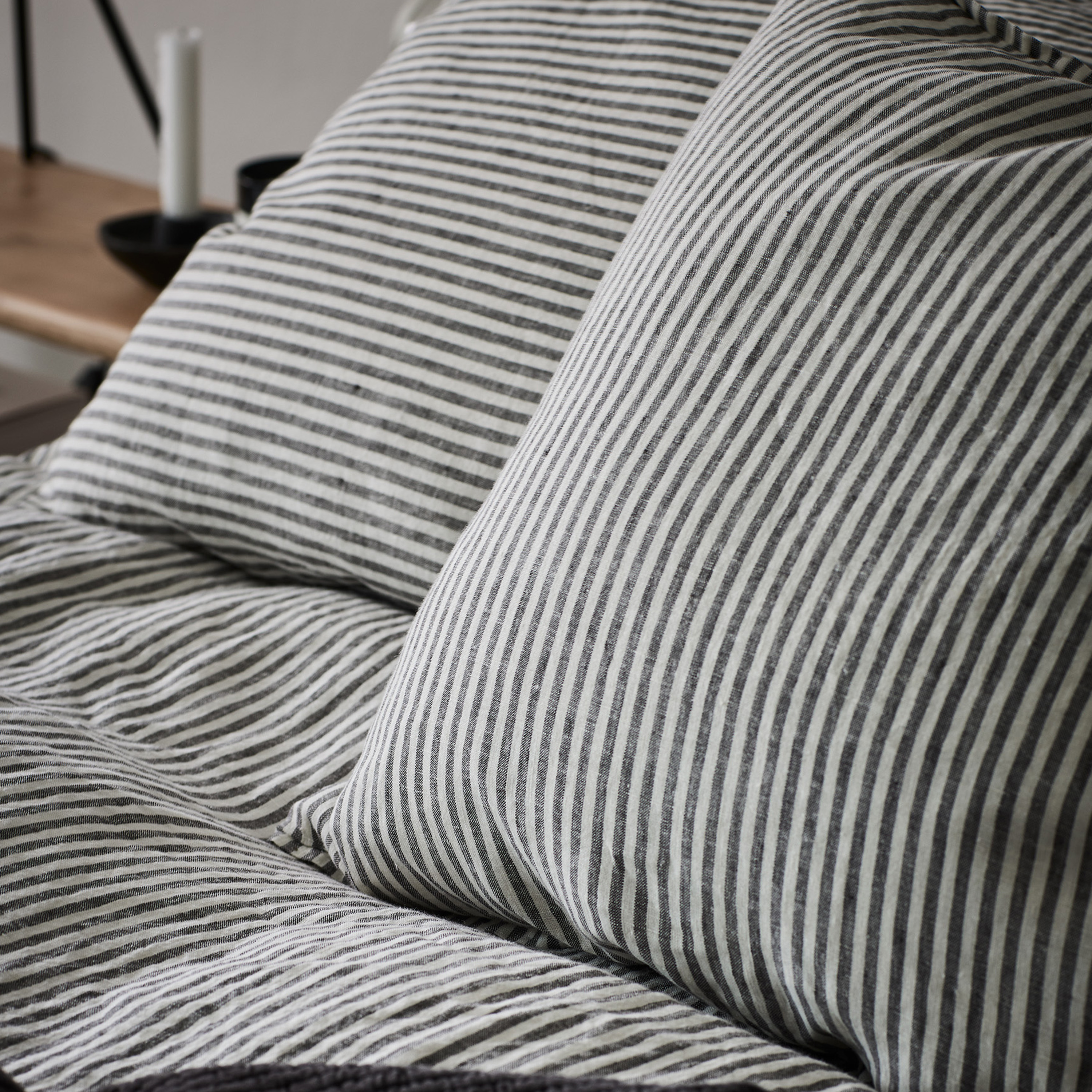 Tell me more Örngott Linne Grey/White 50x60 2-pack