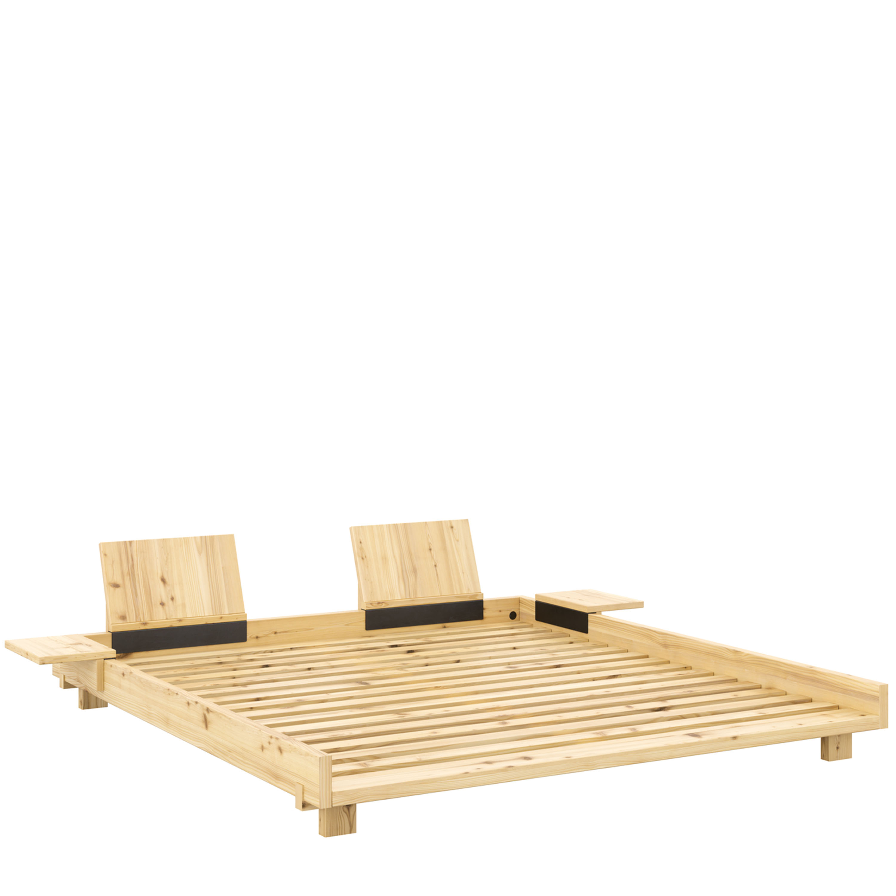 Social Bed Frame Nature 180cm incl. Backrest/Bedside Table