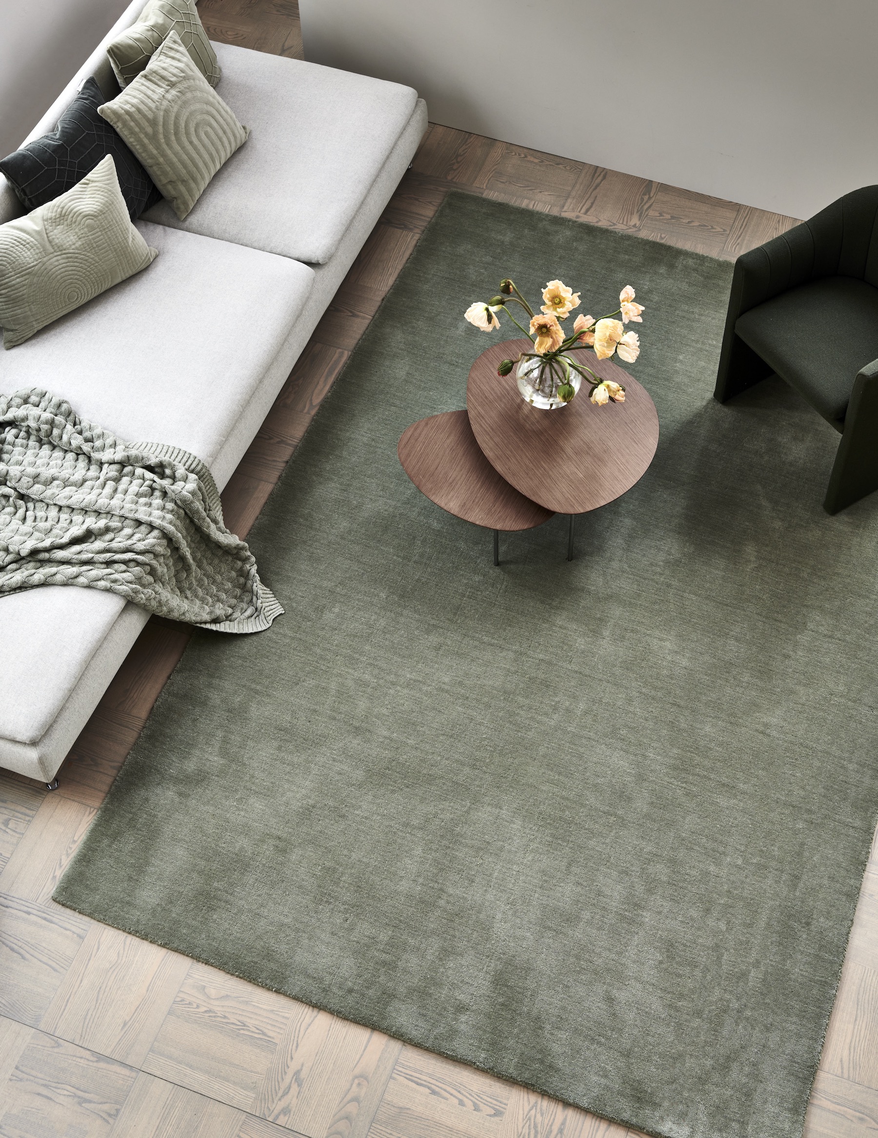 Classic Collection Solid Wollteppich Grün 200x300