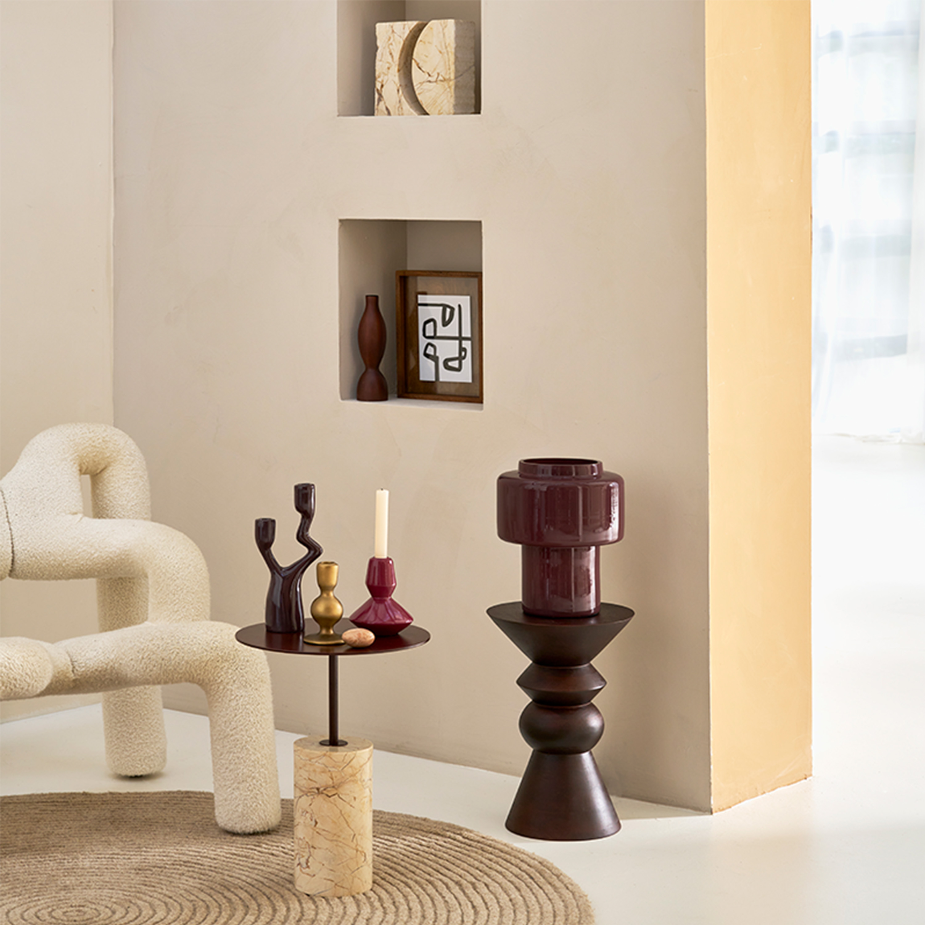 Urban Nature Culture Macy B Sidobord Beige/Maroon 45cm