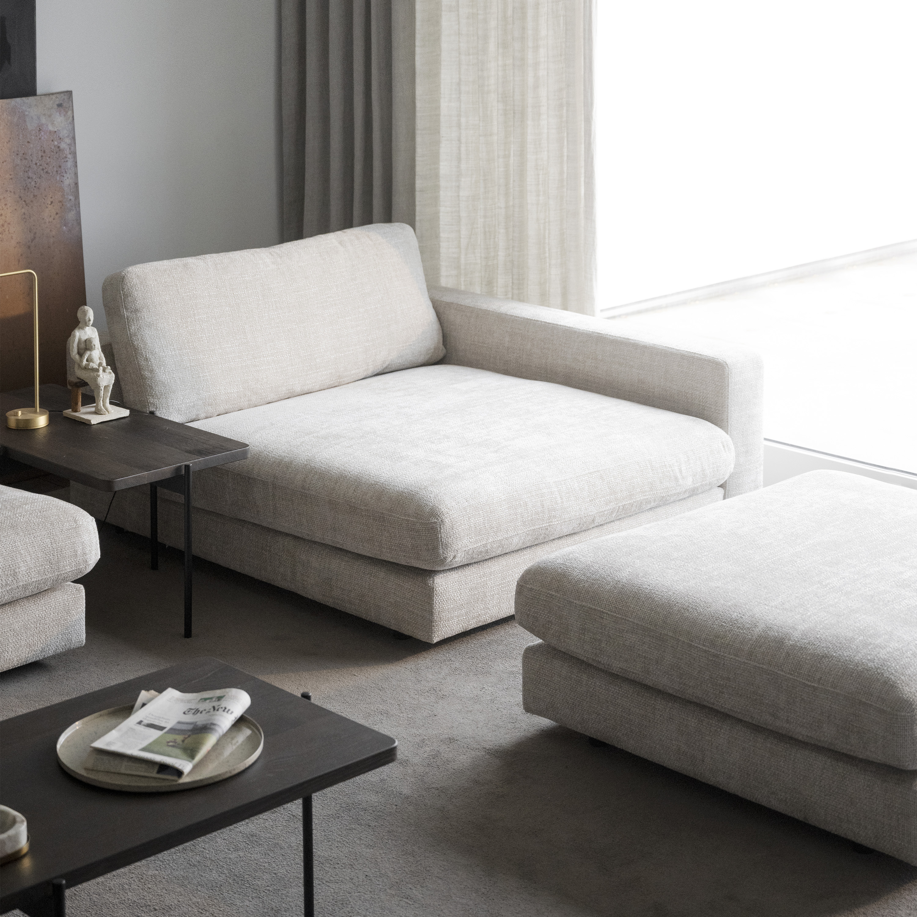 Rowico Home Duncan 1.5-sits Modul Schäslong Höger Ljusgrå