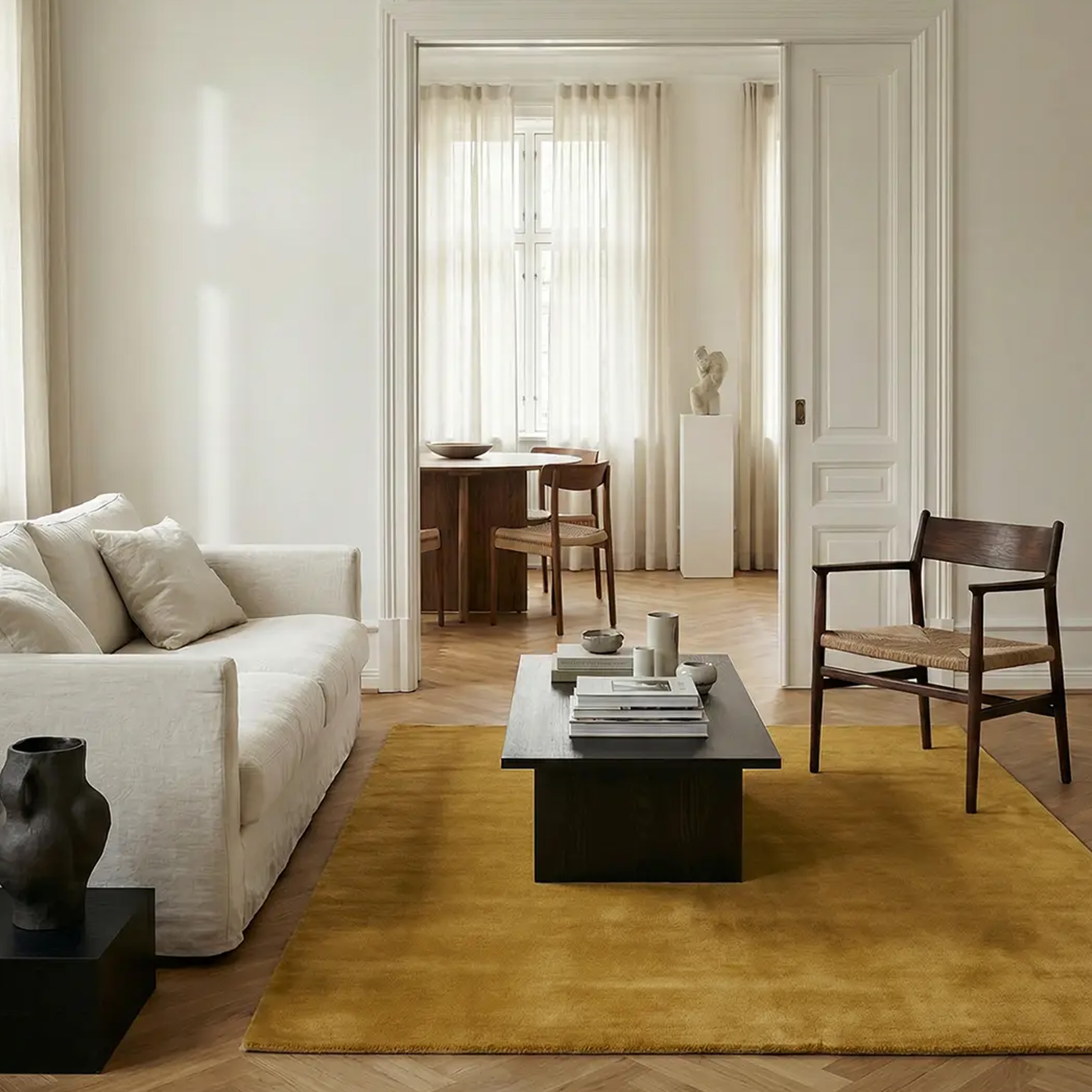 Classic Collection Solid Wollteppich Ockra 170x230