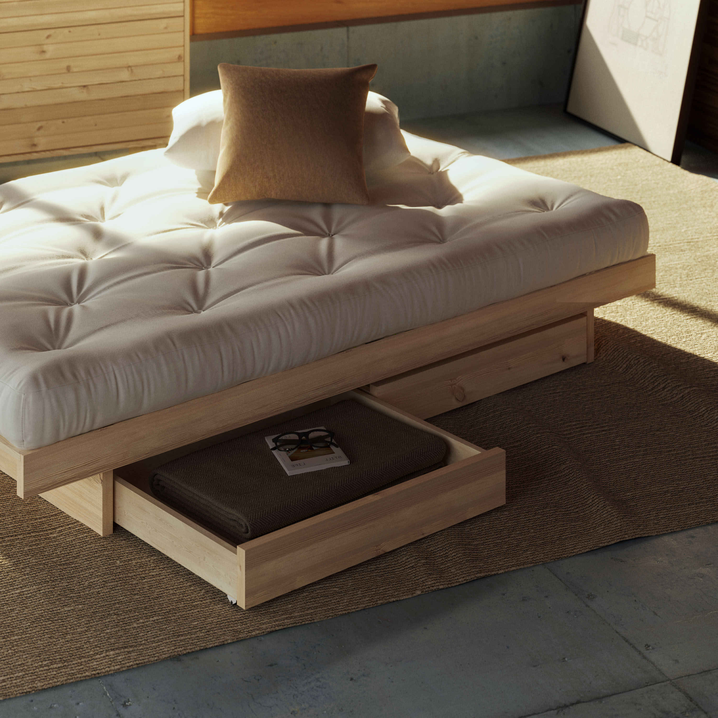 Karup Design Kanso Bed frame incl 2 Drawers Raw 140cm