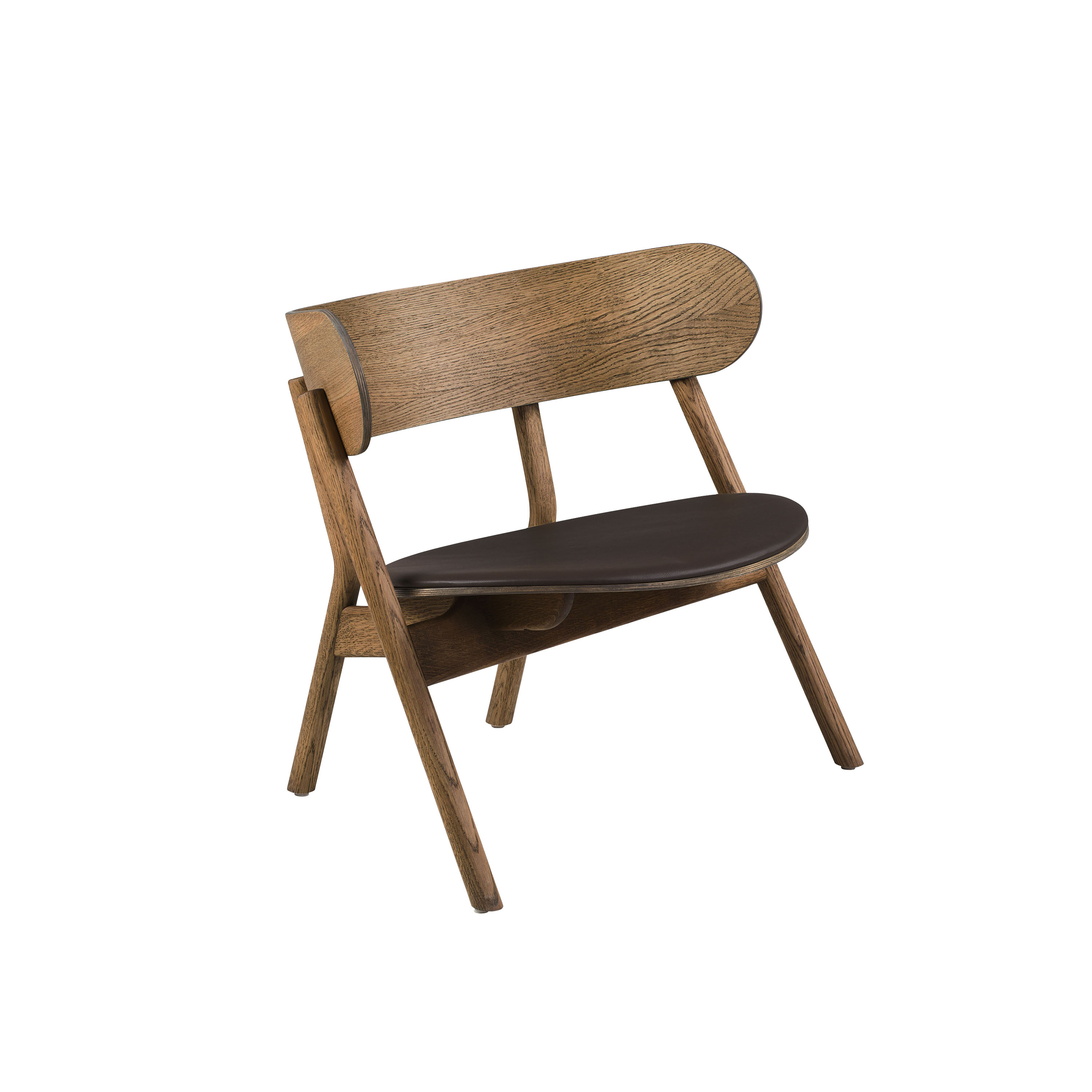 Oaki Loungestol Brown Leather/Smoked Oak