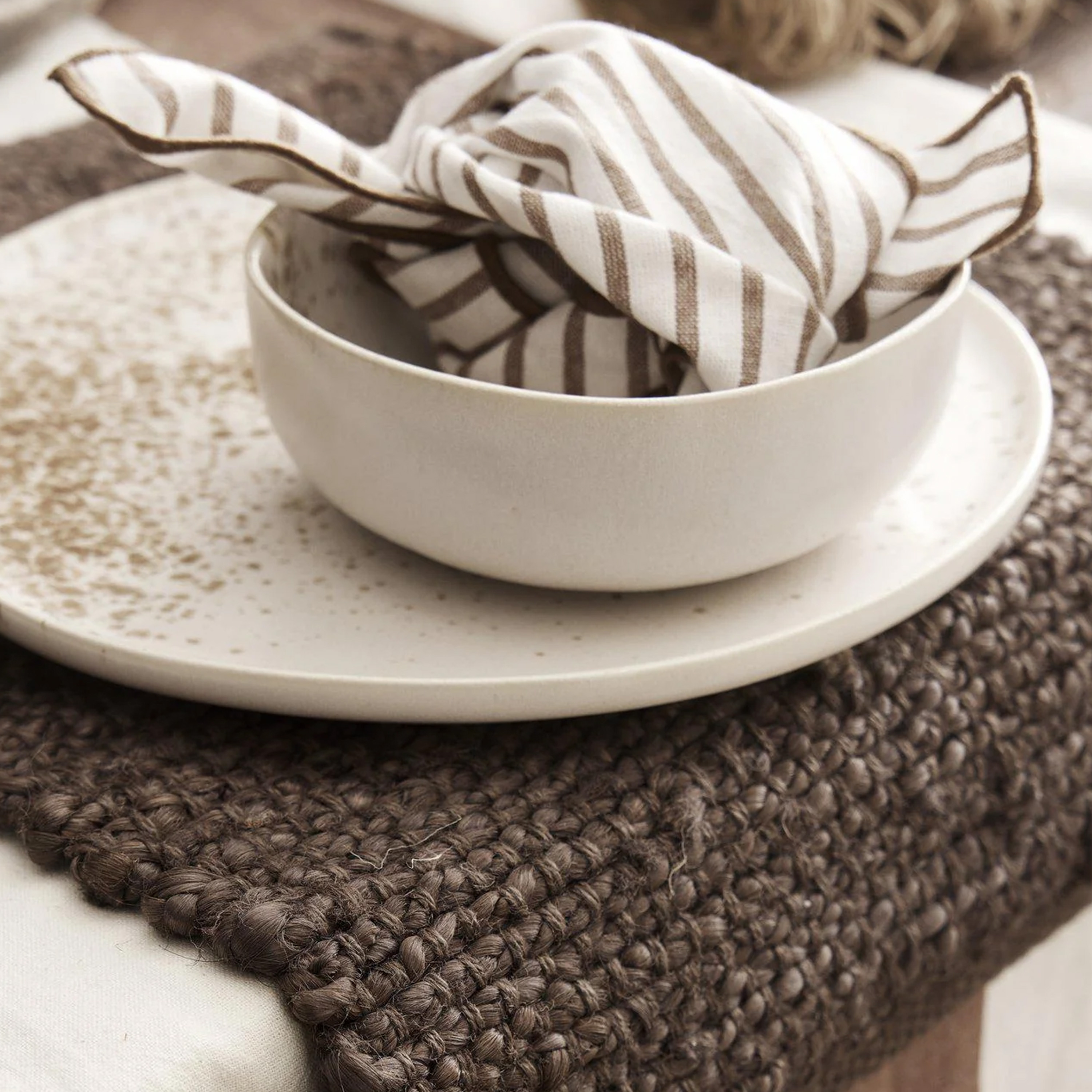 Jakobsdals Fresco Serviett Brun/offwhite 4-pakning