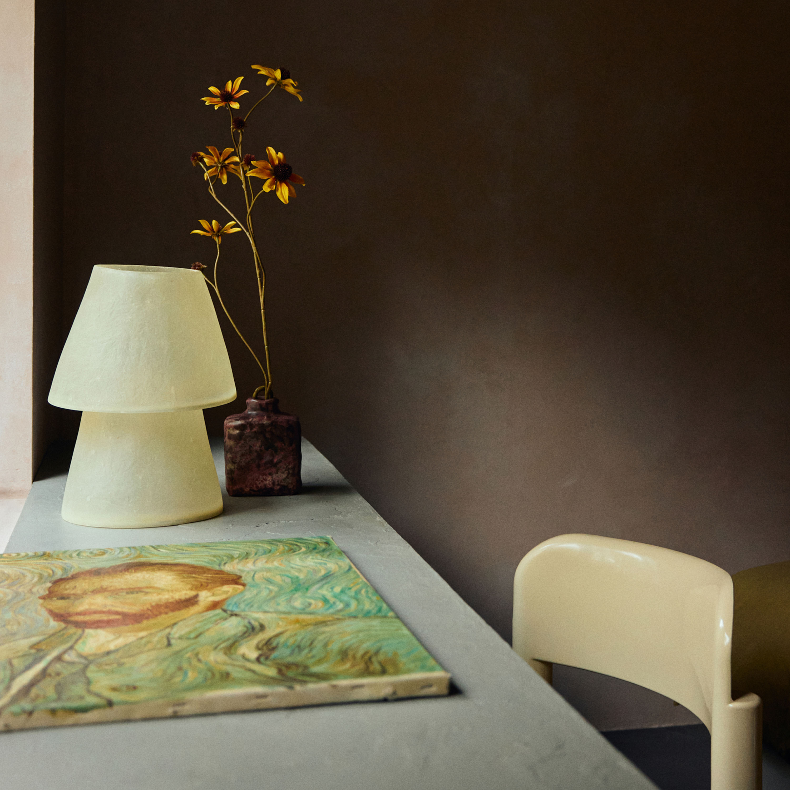 HKliving Glassfiber Pöytävalaisin Off White 35 cm