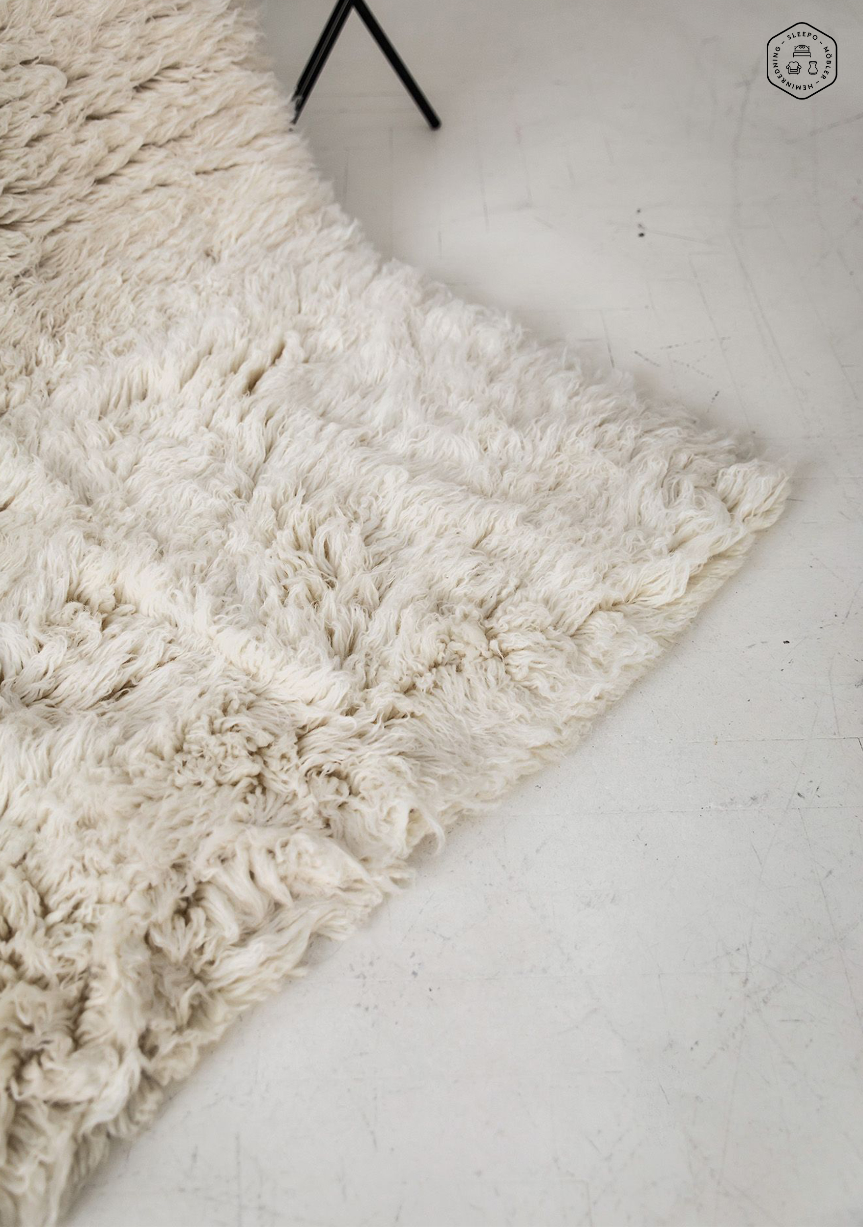 Sleepo Collection Fluffy Flokati Matta White Ø120