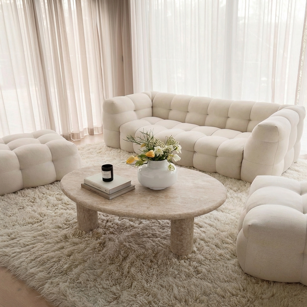 Sleepo Collection Luna Soffbord Travertin 120cm