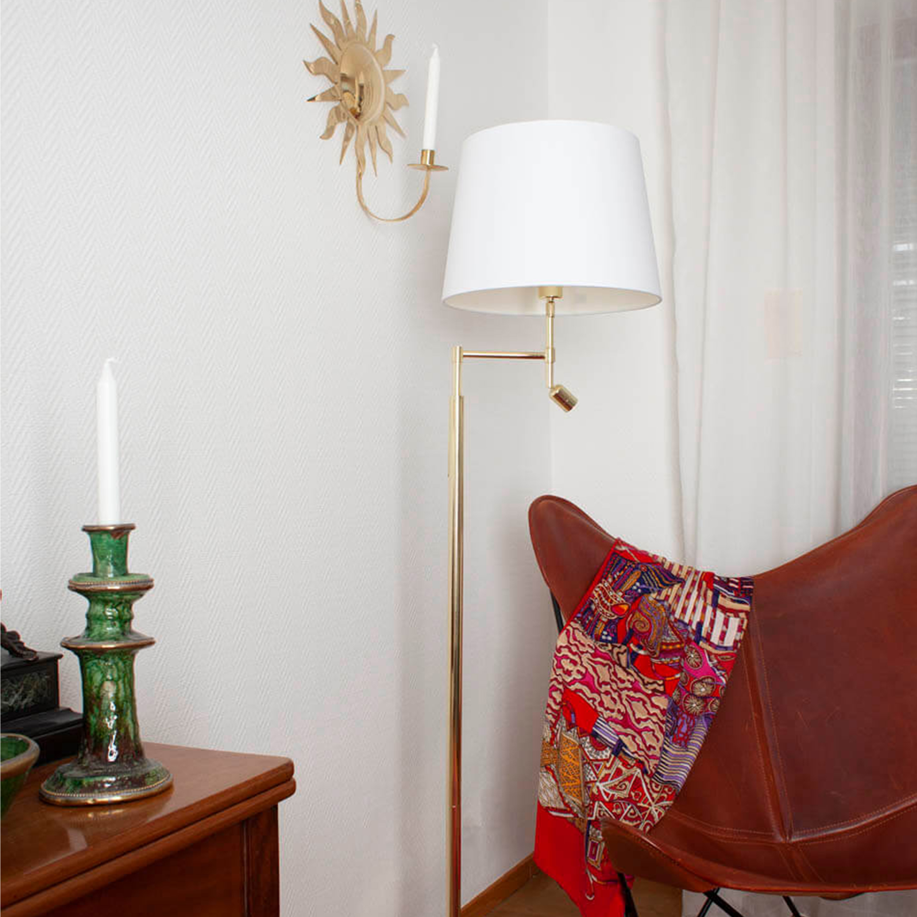 By Rydéns Orlando Golvlampa Mässing/Vit 157cm