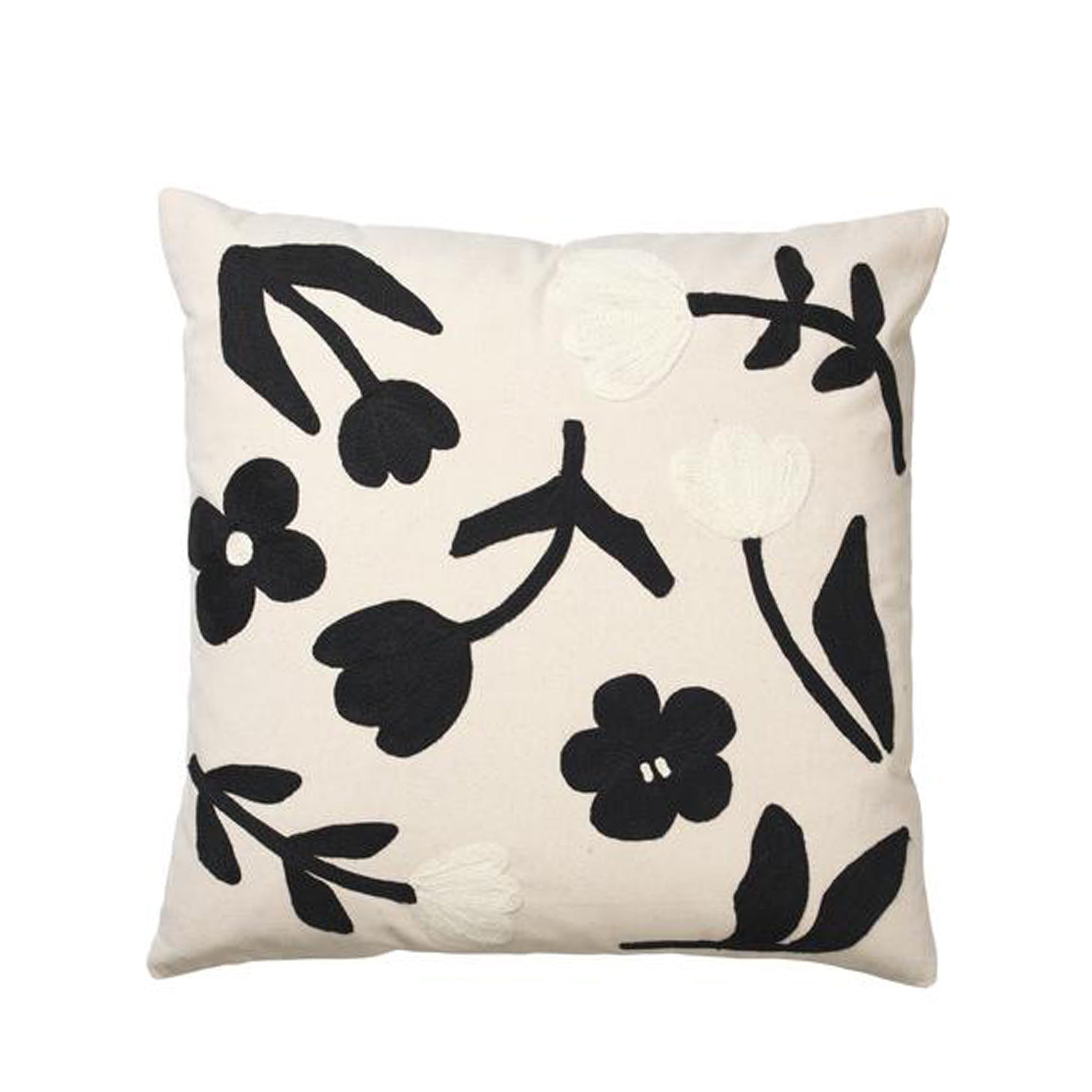 Broste Copenhagen - Rosita Kissenbezug Black/Natural 50x50 - Schwarz - Dekokissenbezug