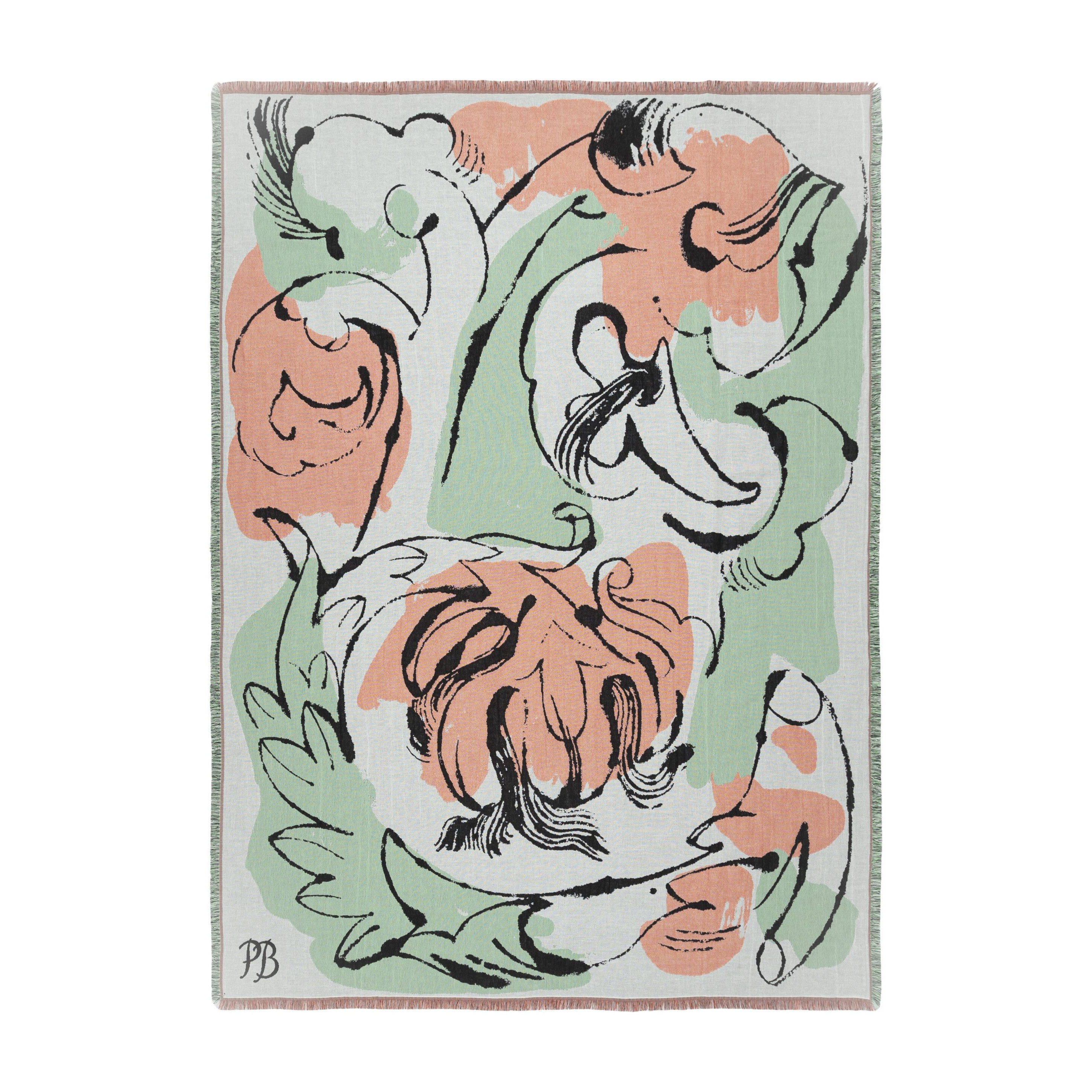 Vildstjälk Torkkupeitto Off White/Dak Blue/Orange Red 130x180