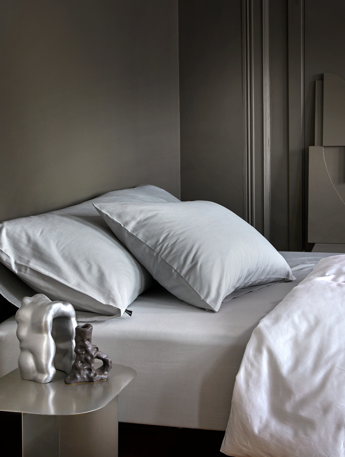 Høie Koristetyynyliina Puuvillaa Vaaleanharmaa 50x150