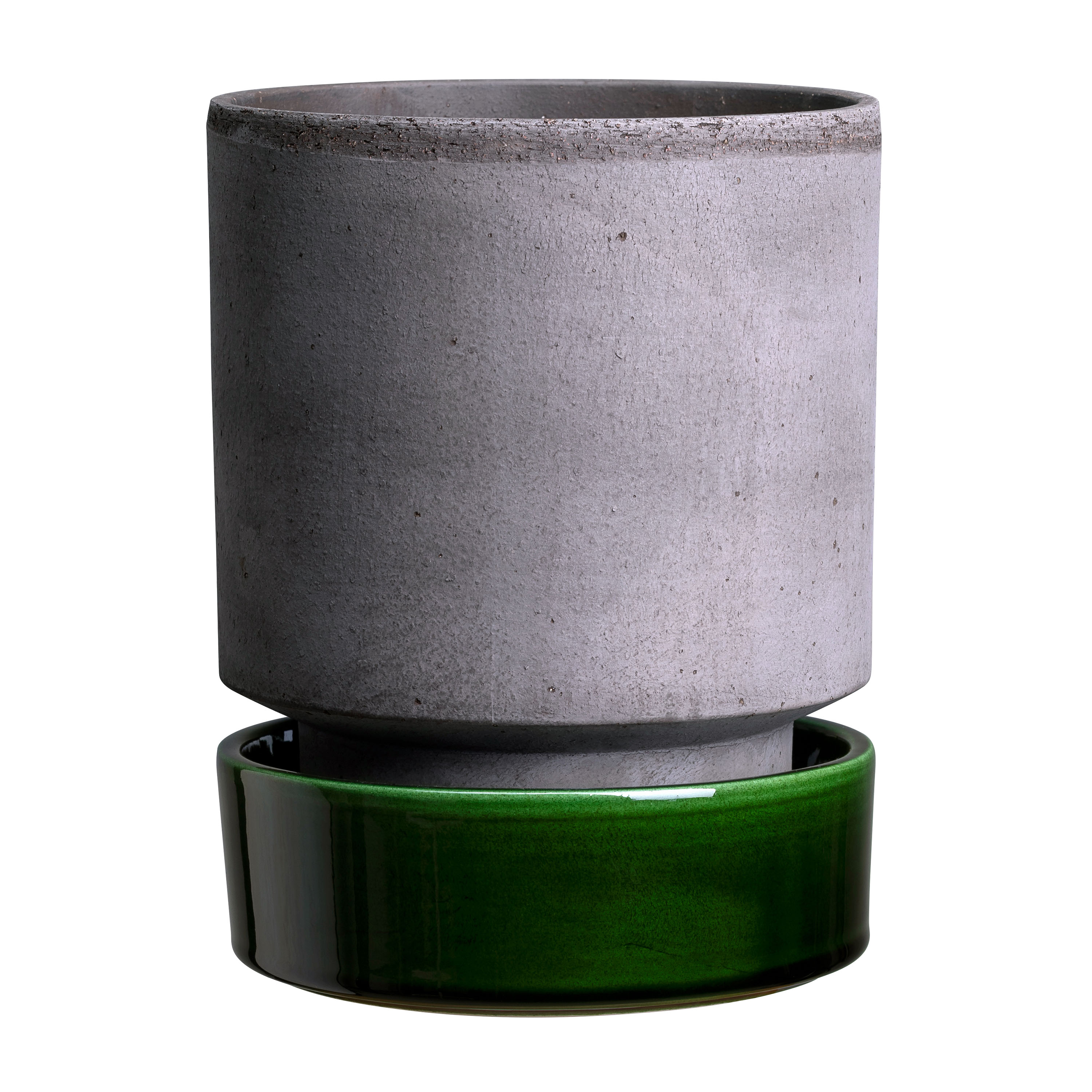 Hoff Ruukku aluslautasella Raw Grey Lasitettu Emerald Green Ø8, 2-kpl