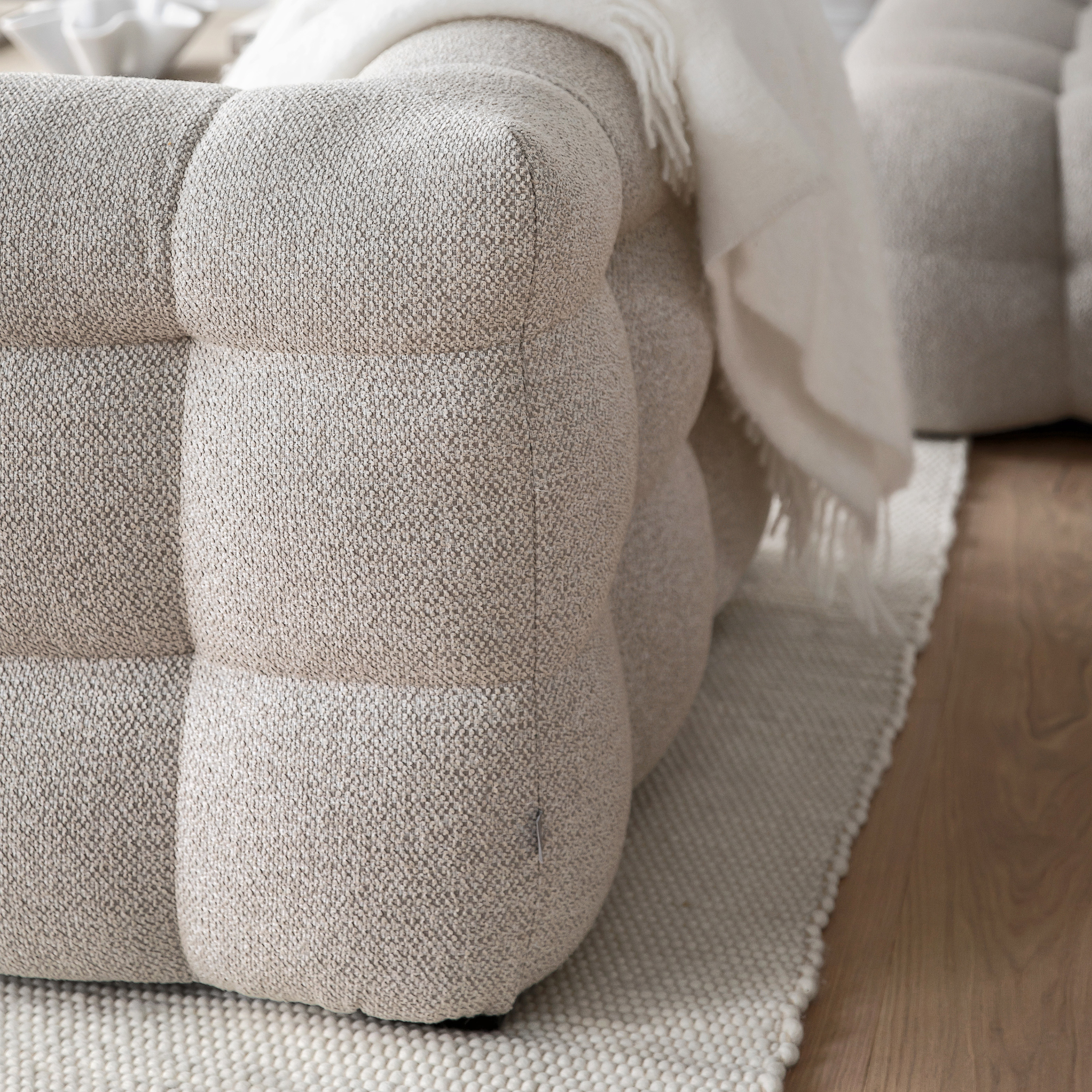 Sleepo Collection Billie 2-sits Soffmodul Vänster Armstöd Beige Bouclé 174cm