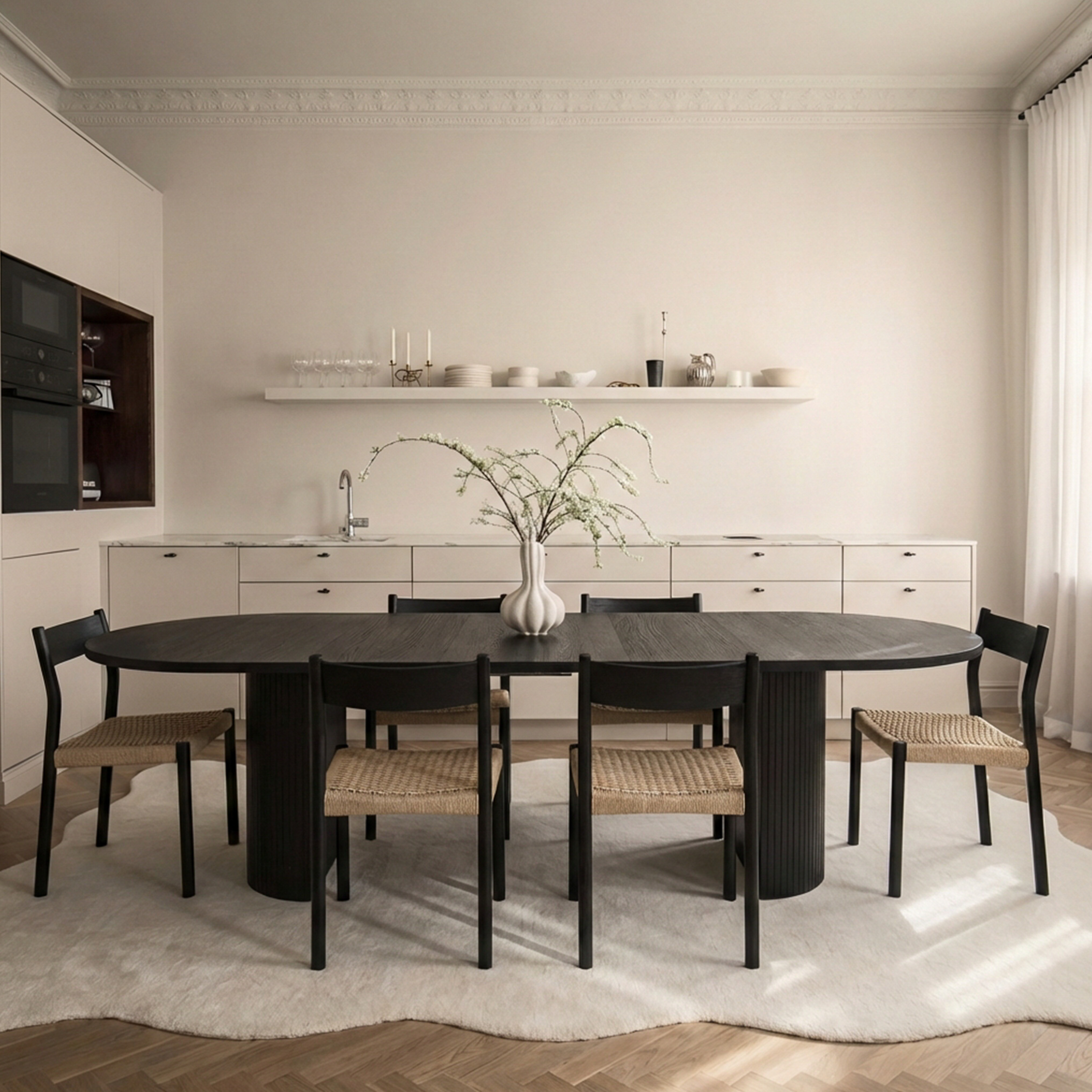 Sleepo Collection Bauer Dining Table Black Stained Oak 250+50+50