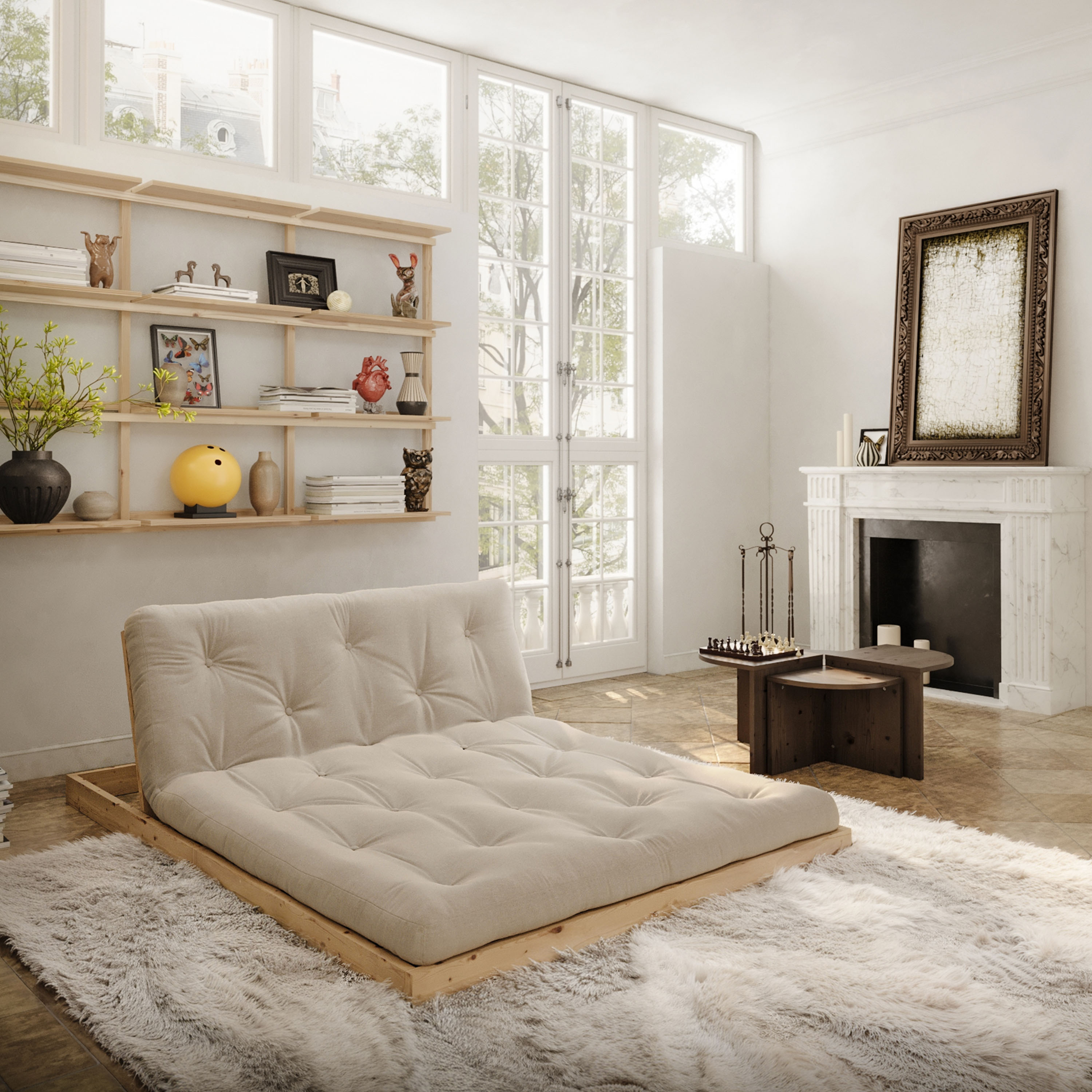 Karup Design Flip Vuodesohva Raw patjalla Linen 140x200