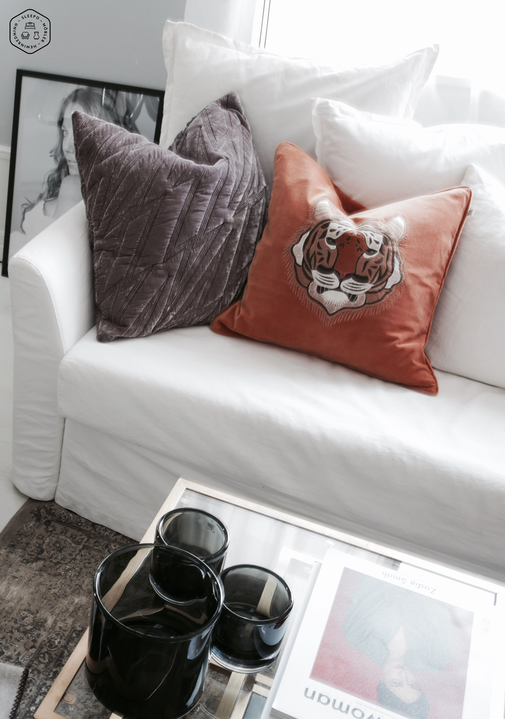 Chhatwal &amp; Jonsson Embroidered Tiger Kissenbezug Samt Orange 50x50