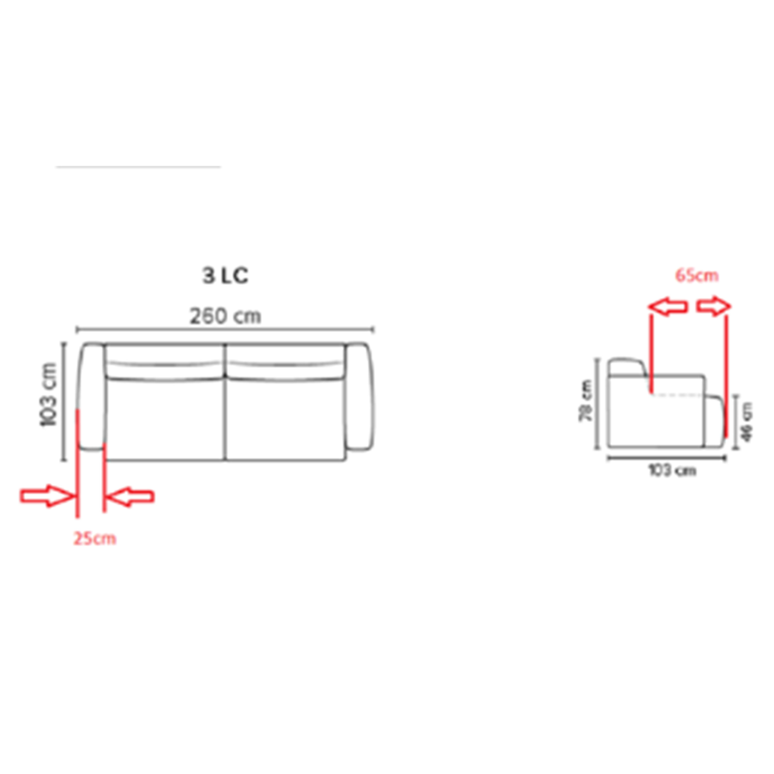 Sleepo Collection Mila 3-istuttava sohva Creme 260cm
