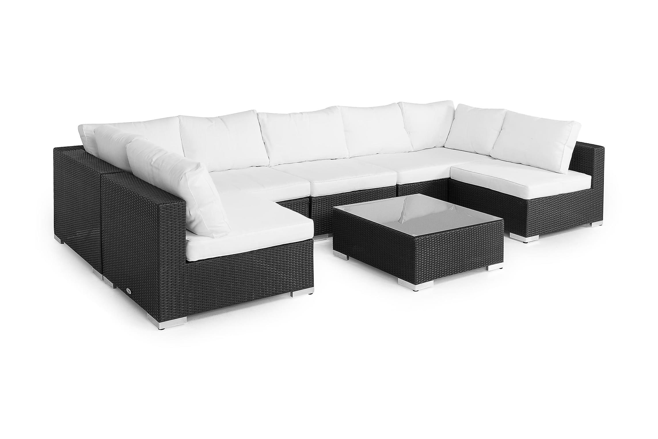 Nordic Outdoor - Bora 8-sits Loungesoffa ink Divan/Bord Svart
