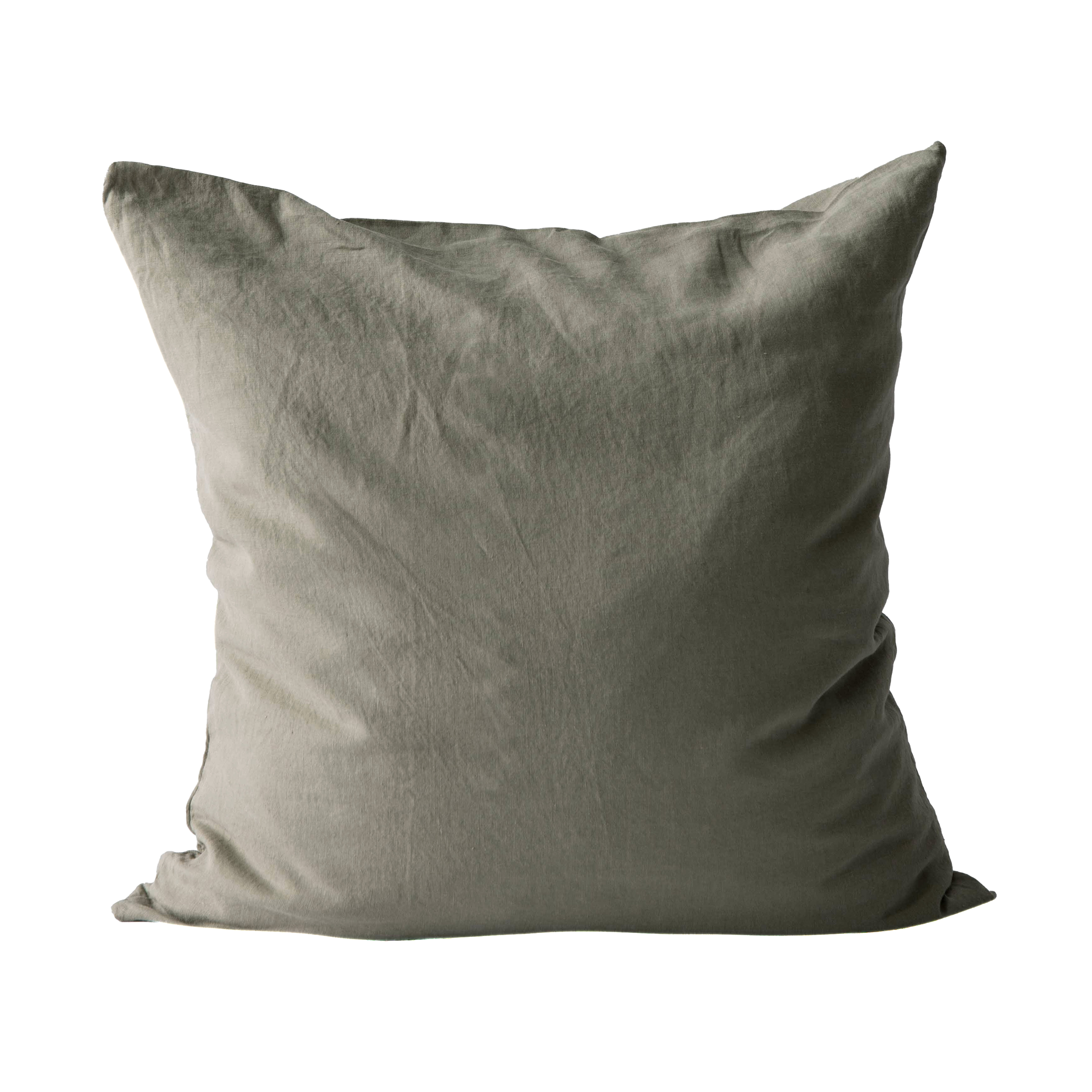 Tell me more - Kissenbezug/Kissenbezug Leinen Olive 65x65 - Grün - Dekokissenbezug