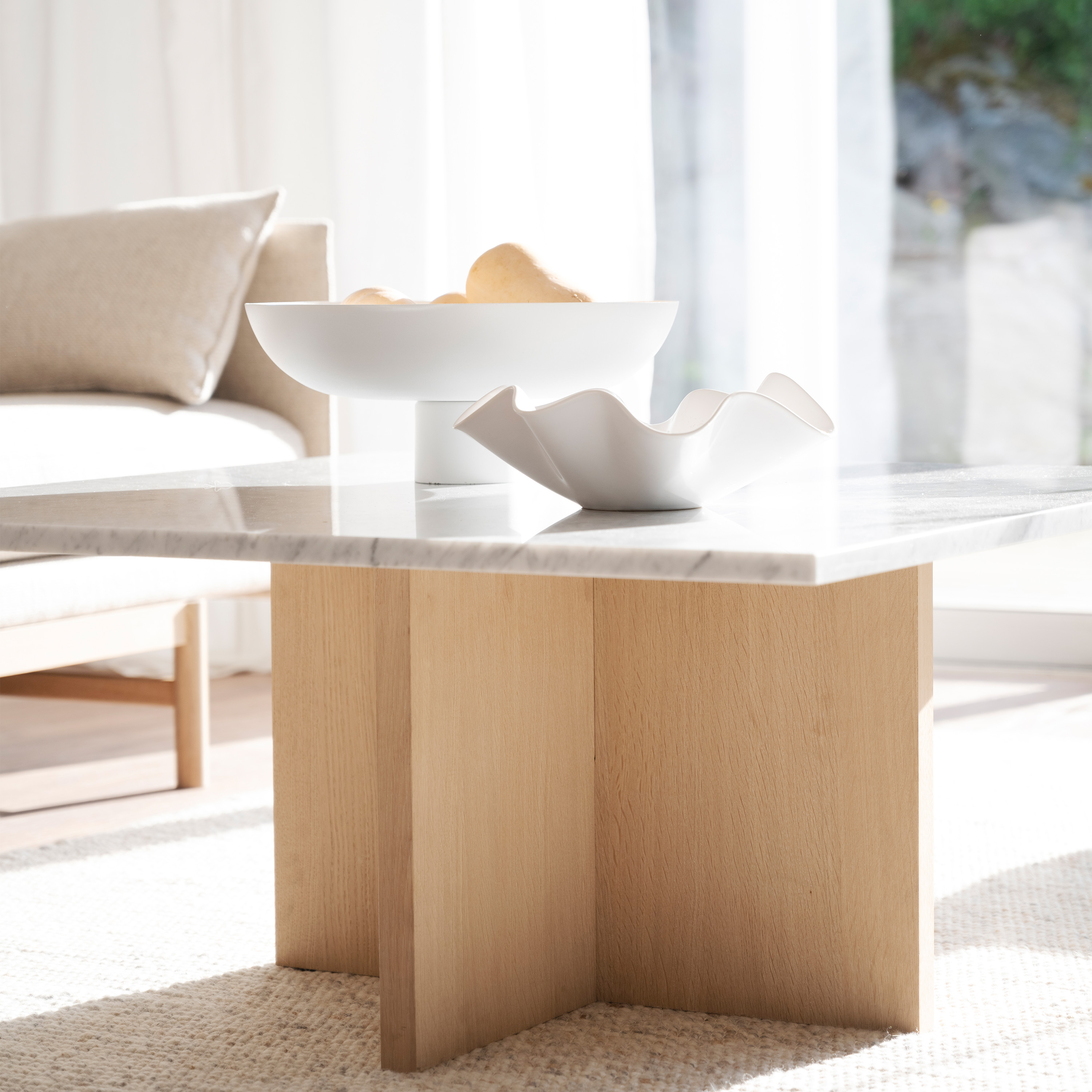 Rowico Home Brooksville Couchtisch Weißer Marmor/Weißpigmentiert Ø90