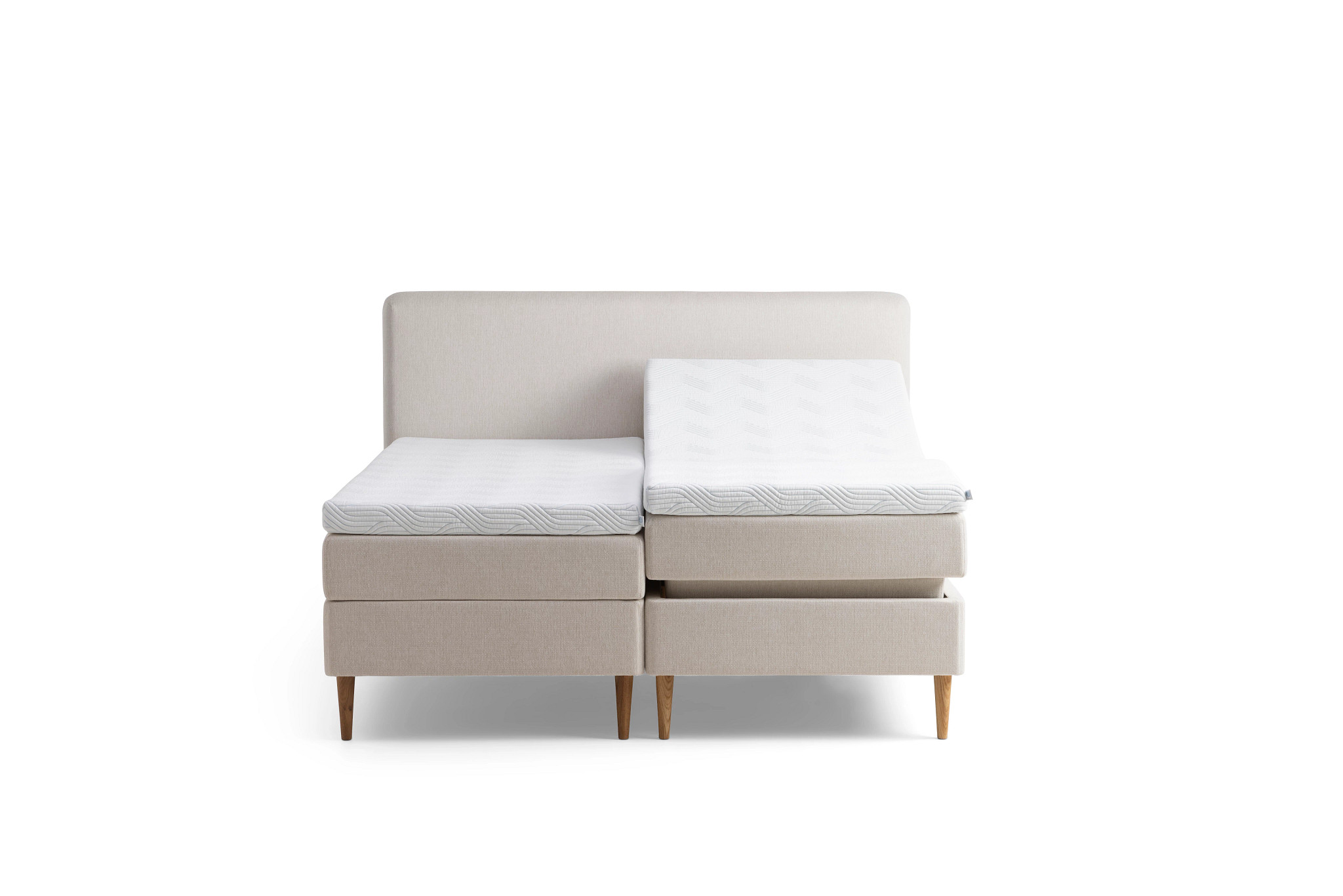 Tempur Promise Ställbar Säng Ivory 90x200 ProLuxe SmartCool 10cm Medium Rundat Ekben 19cm