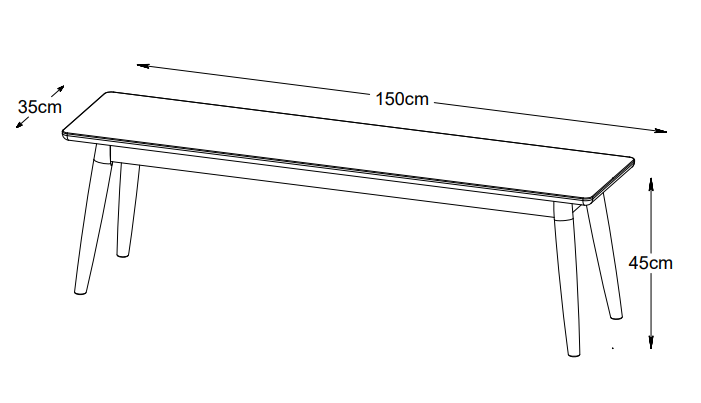 Nordic Home Sofia Bank Natural Oak 150cm