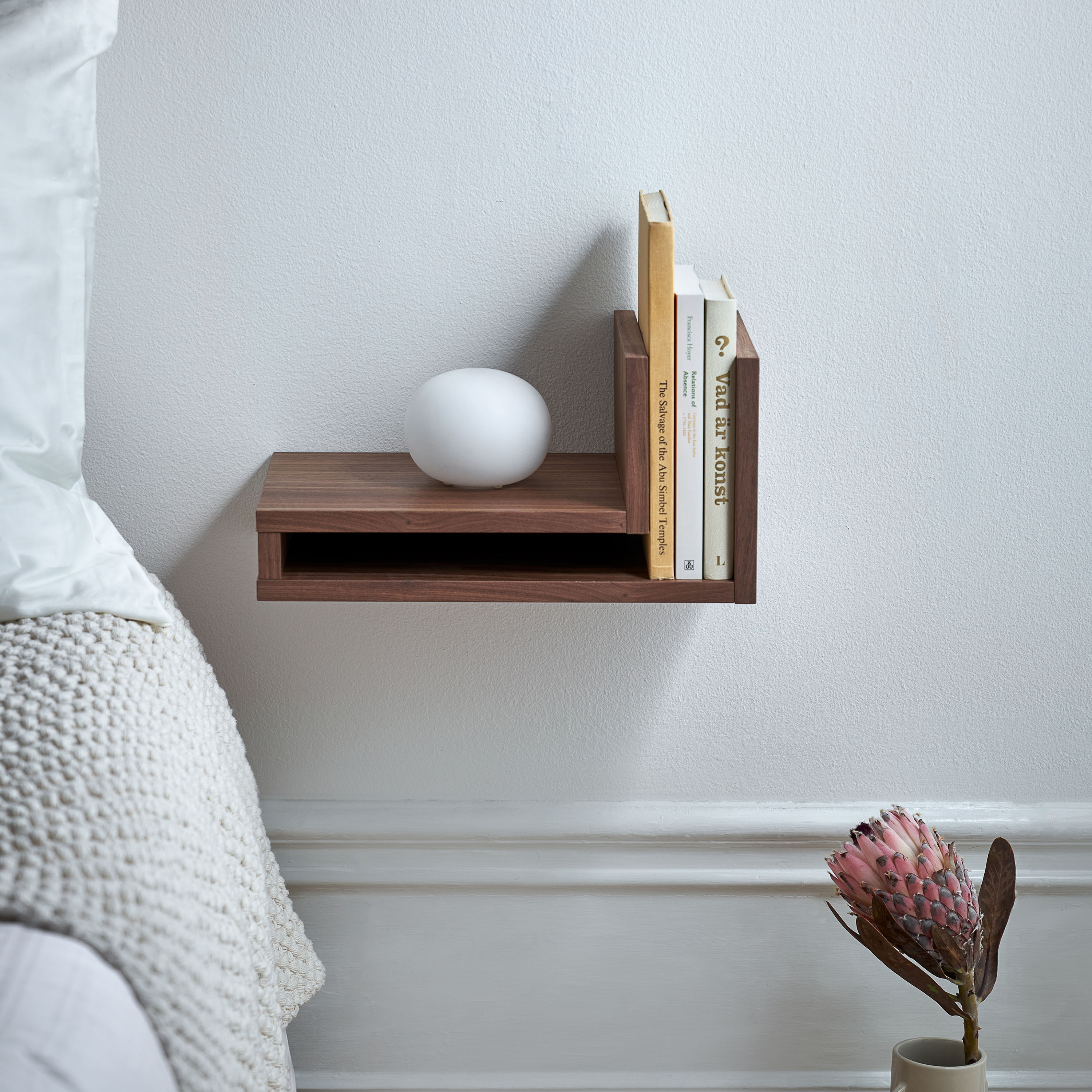 Maze F-Shelf Left Bedside Table Walnut