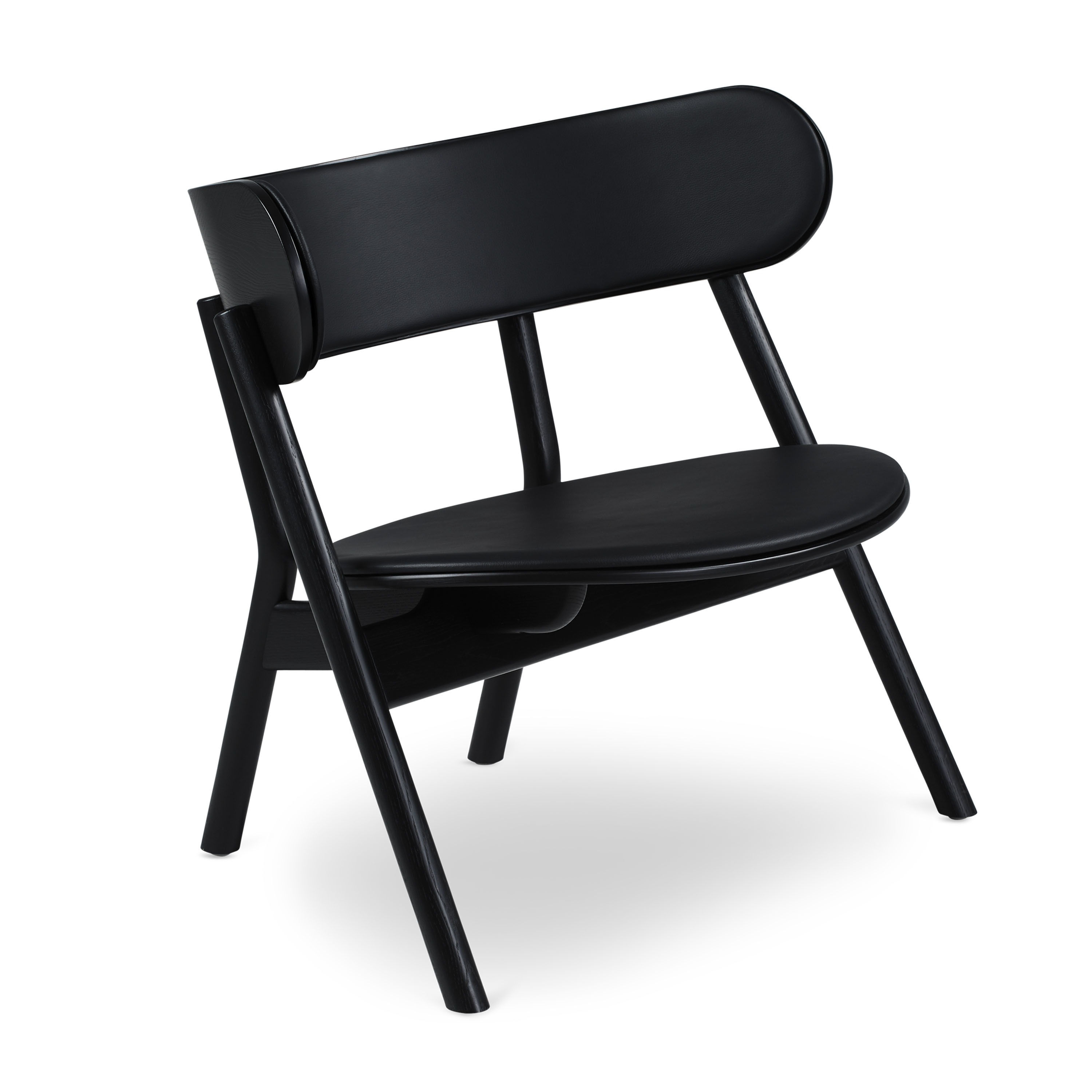 Oaki Loungestol Black Leather/Black Oak