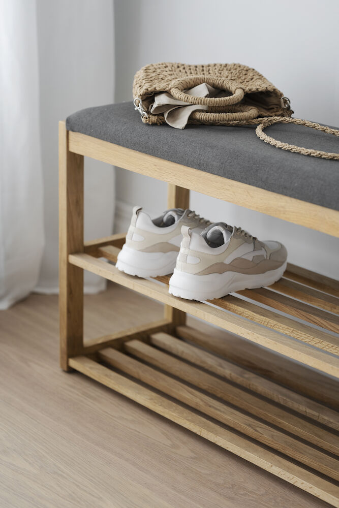 Rowico Home Confetti Skoställ/Sittbänk Ek/Mörkgrå