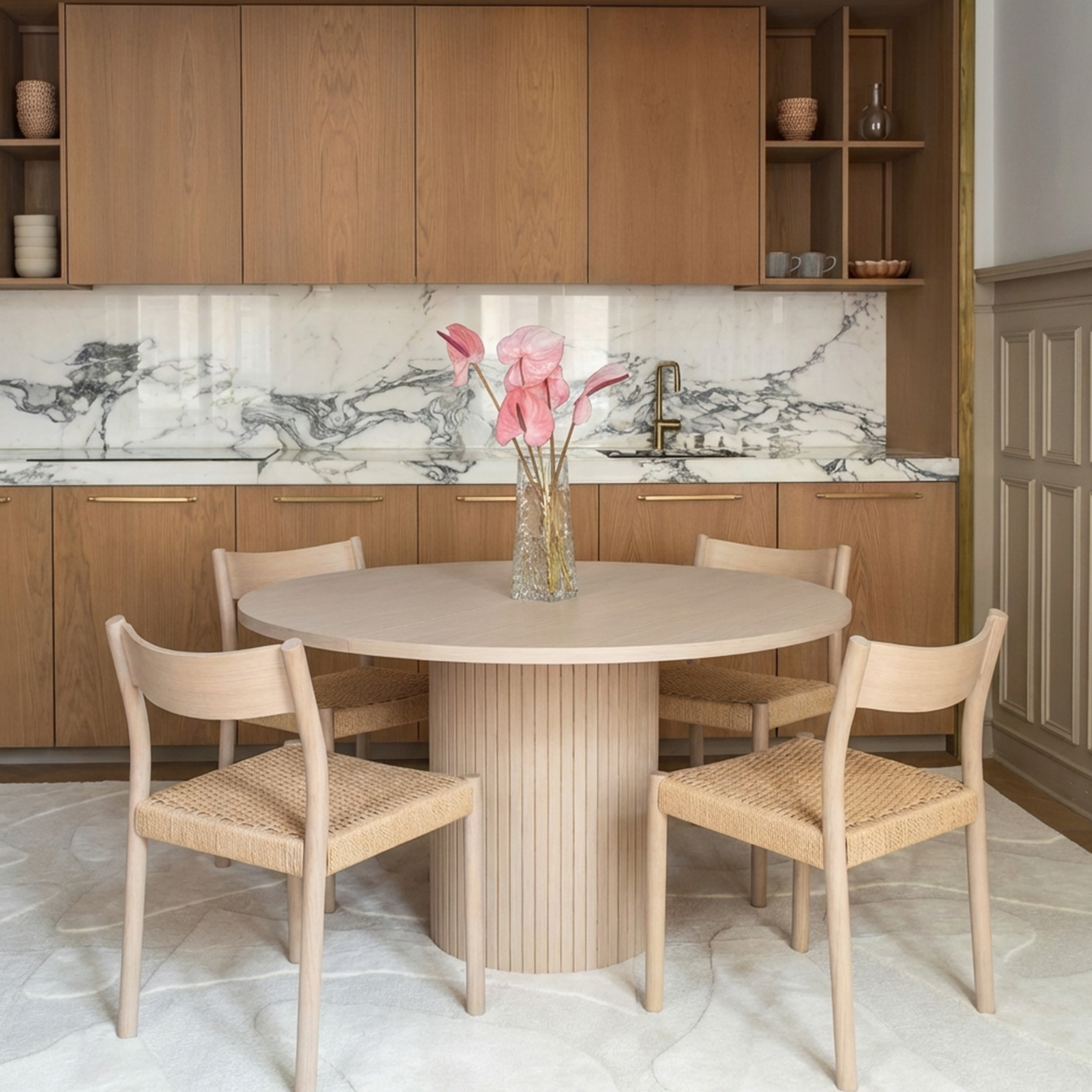 Sleepo Collection Bauer Dining Table White Oiled Oak Ø130+50