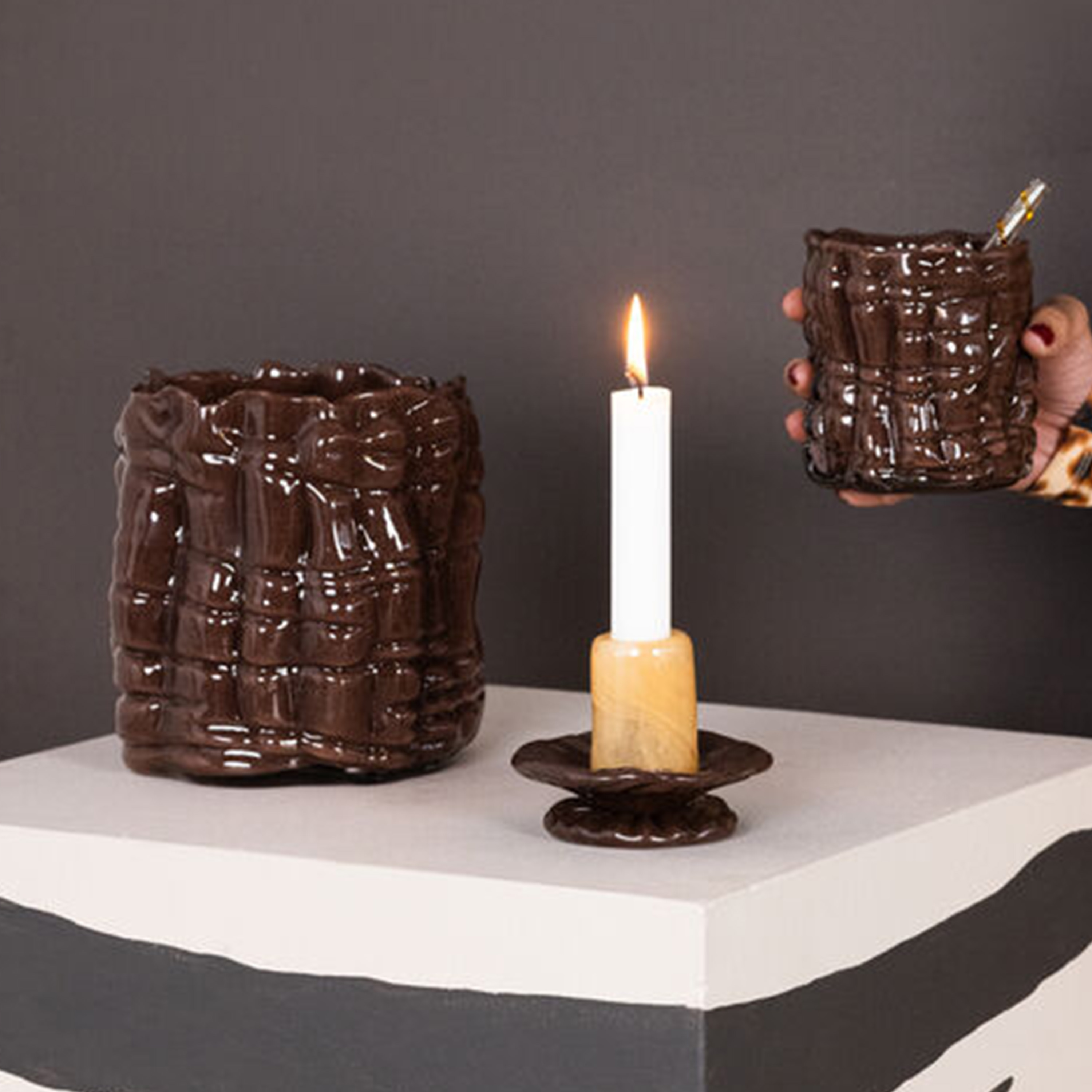 Byon Laranne Lyslykt Brun 10 cm