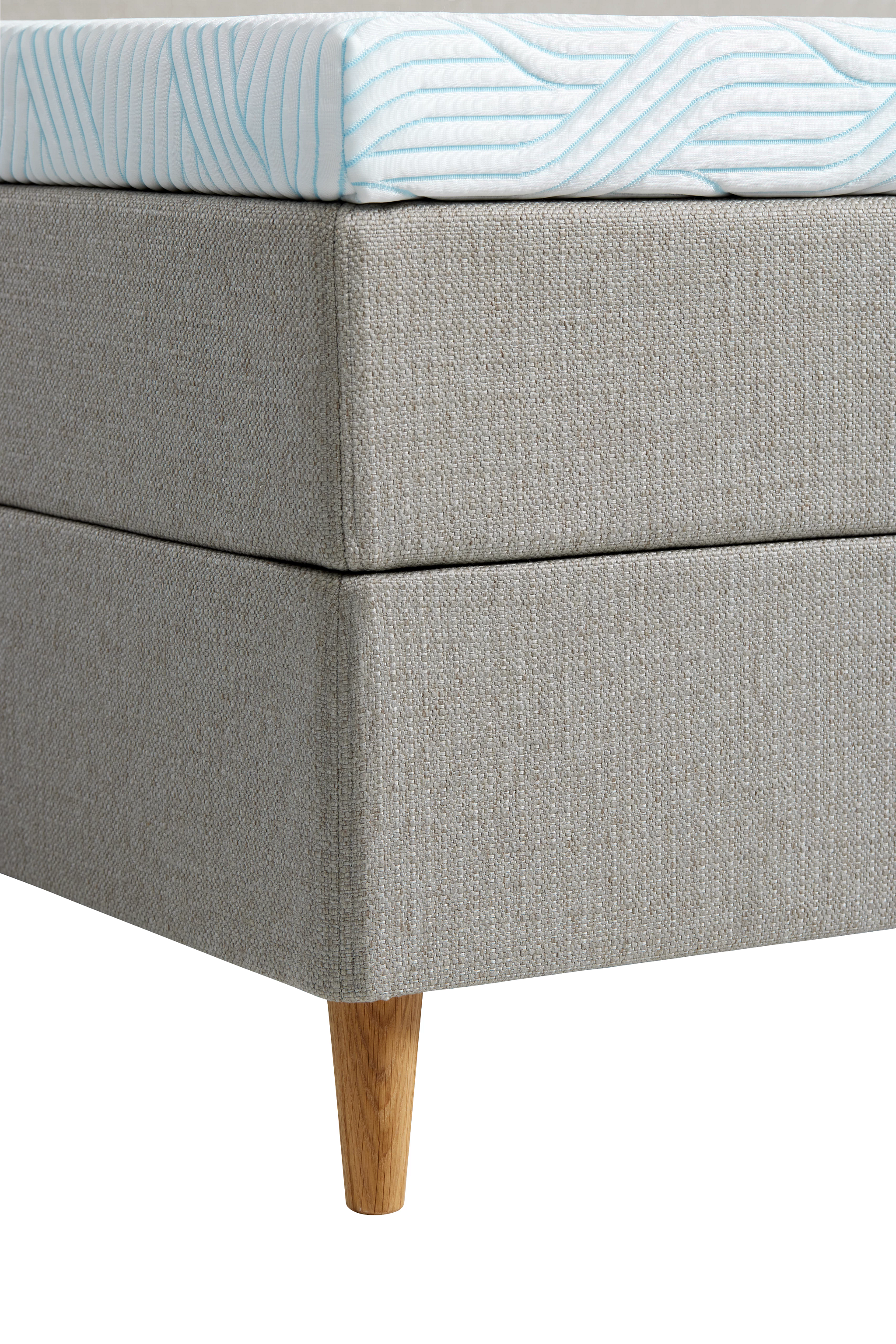 Tempur Promise Ställbar Säng Warm Grey 90x200 Pro Plus SmartCool 8cm Medium Rundat Ekben 19cm