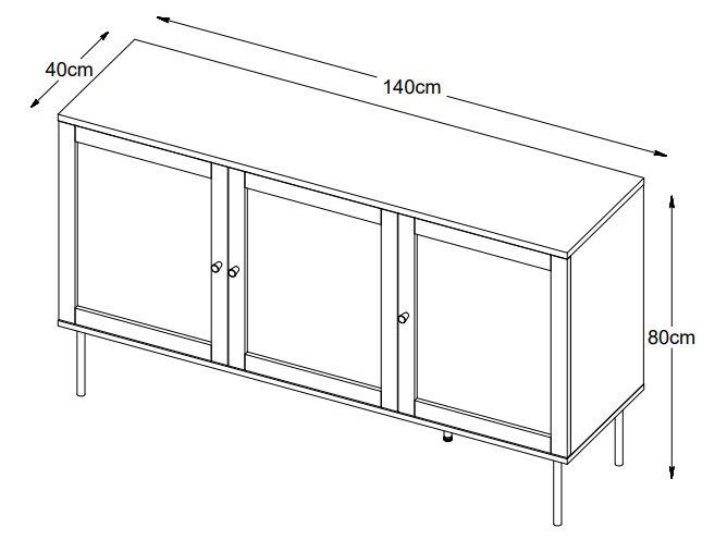 Nordic Home Elin Sideboard Black 140cm
