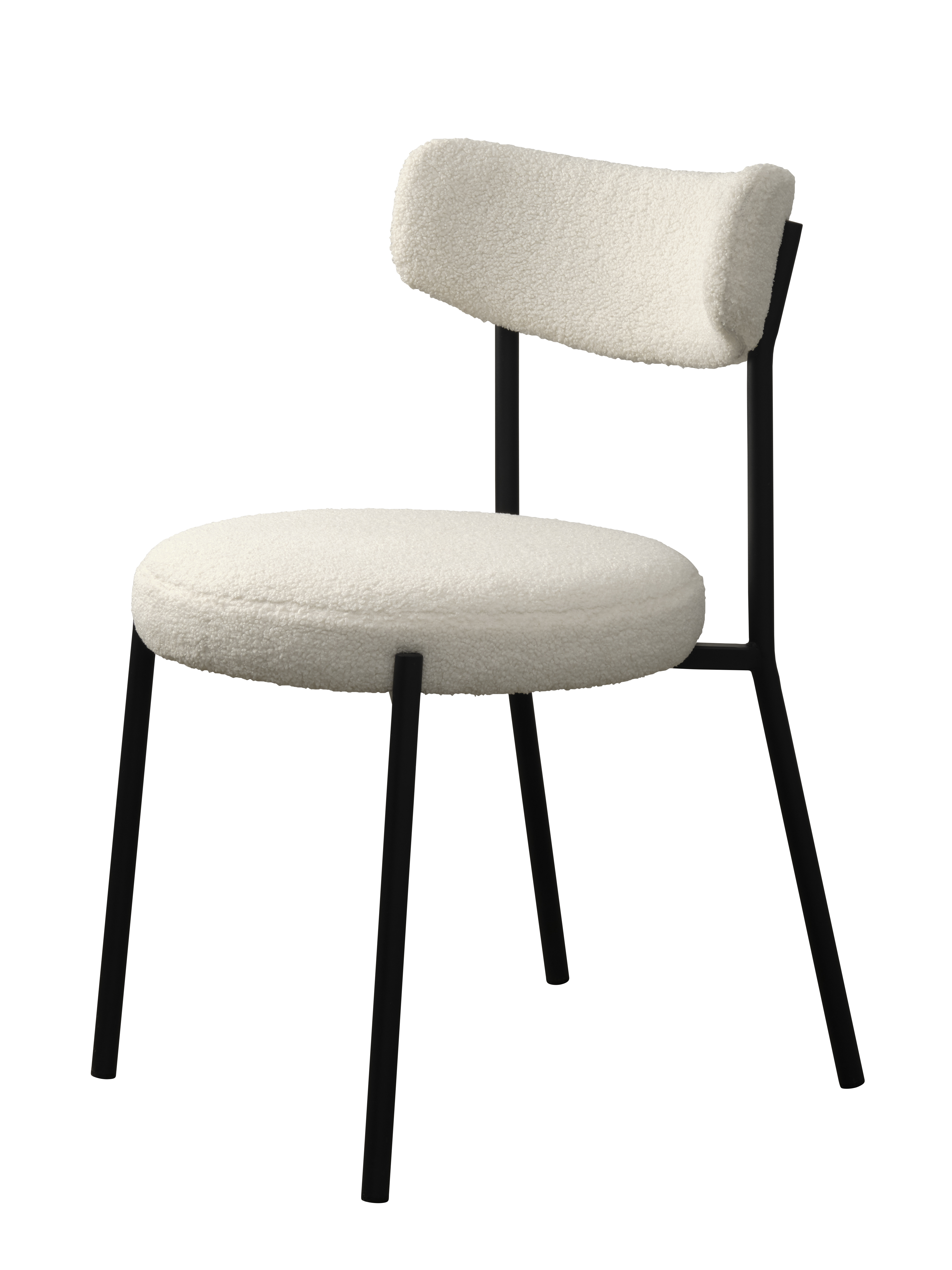 2-pakkaus Nordic Home - Veronika Ruokatuoli Teddy Off White Valkoinen - Metall, Teddytyg - Ruokapöydän tuolit