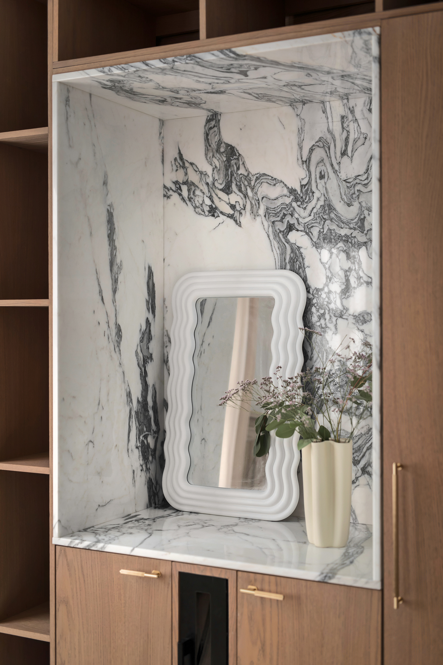 Sleepo Collection Wave Spegel Matt Vit 80x50