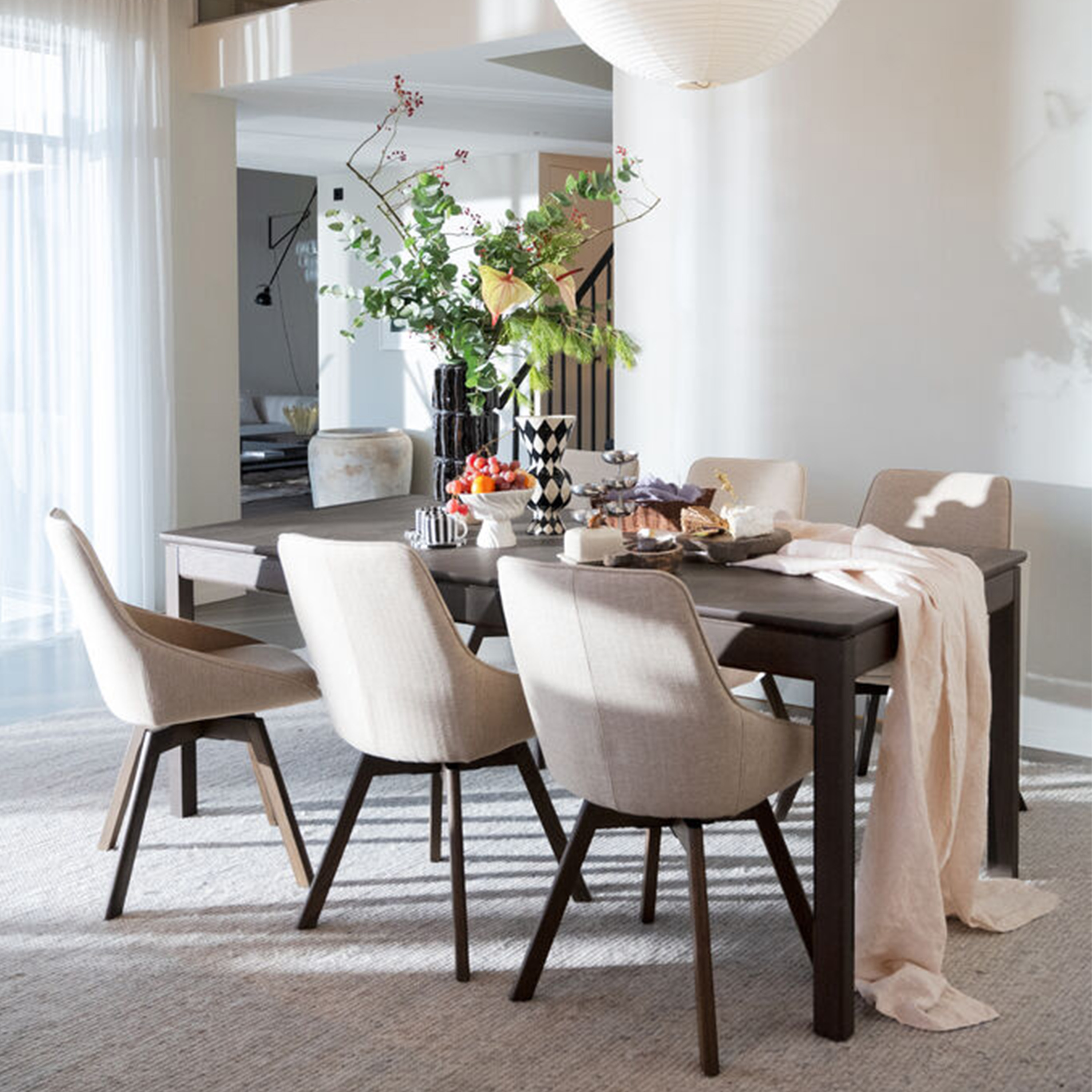 Rowico Home Alison Esszimmerstuhl Dunkelbeige/Braune Eiche