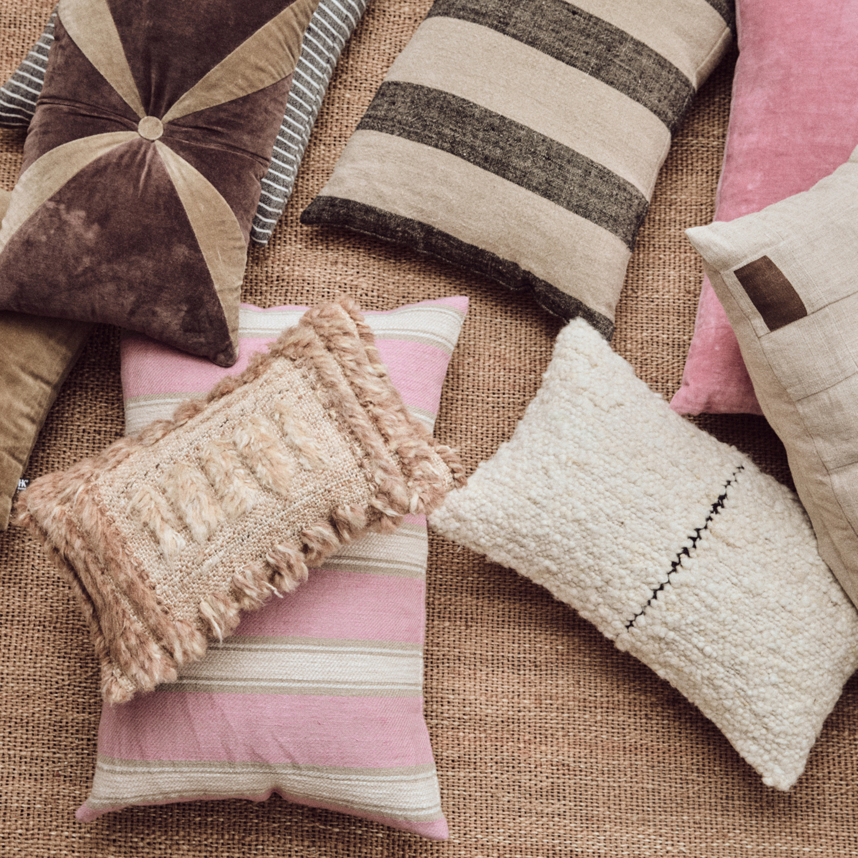 HKliving Woven Dekorativ pute Striped Blush 60x40